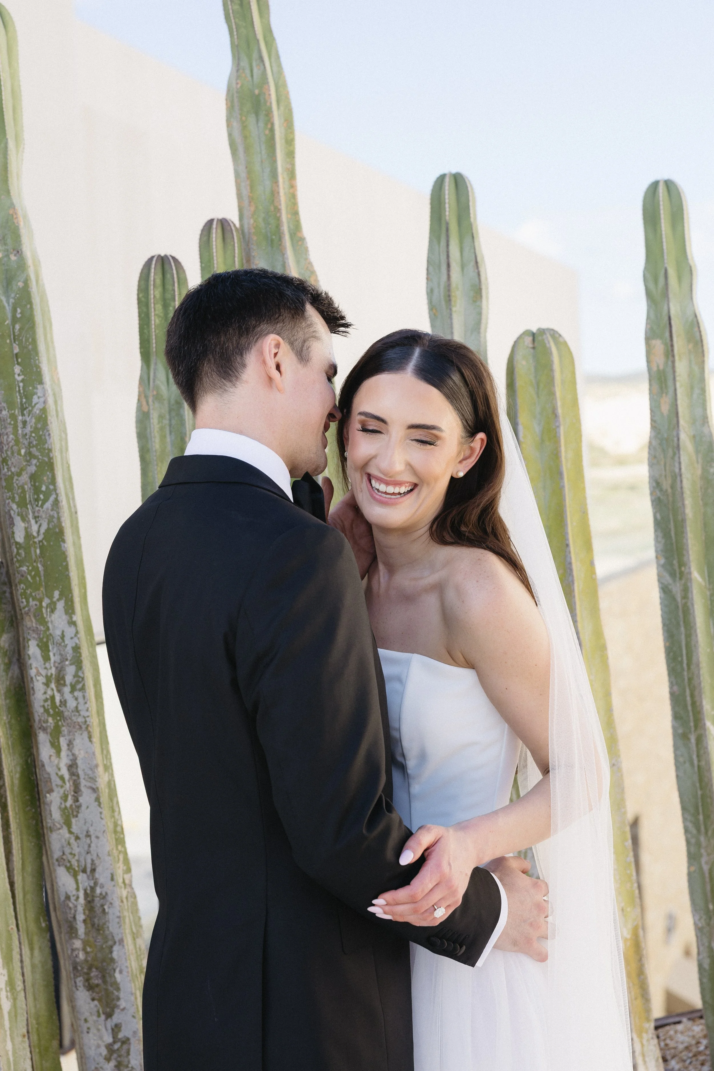 bride and groom portraits at nobu los cabos wedding