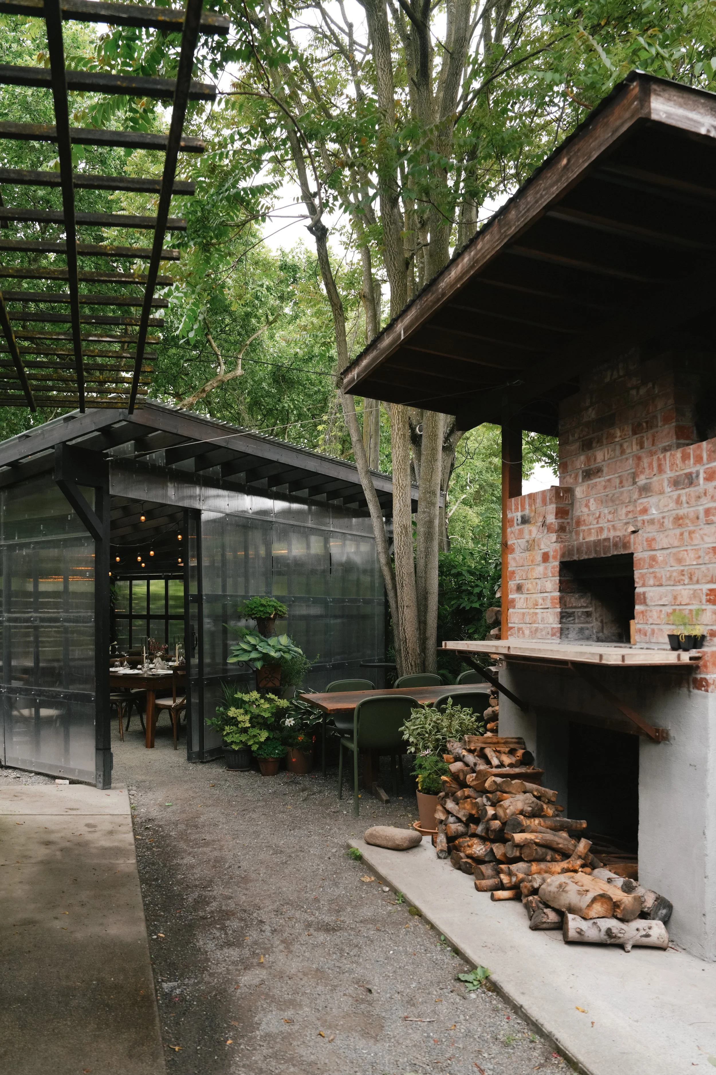 outdoor glass wedding venue at the corson building