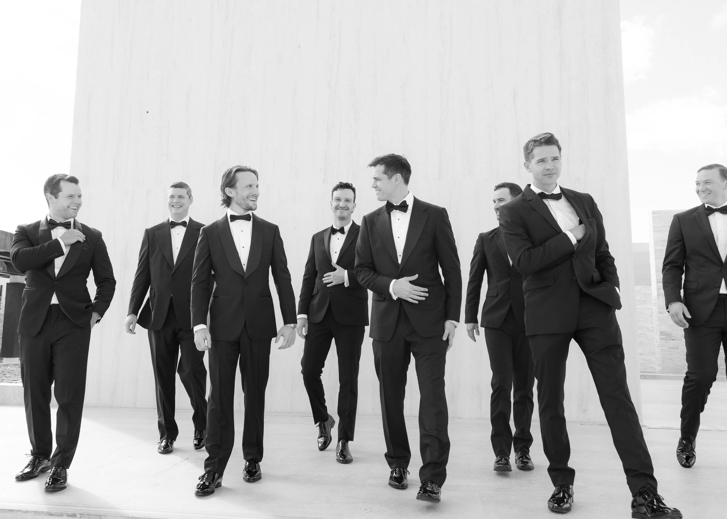 groom with groomsmen at nobu los cabos wedding