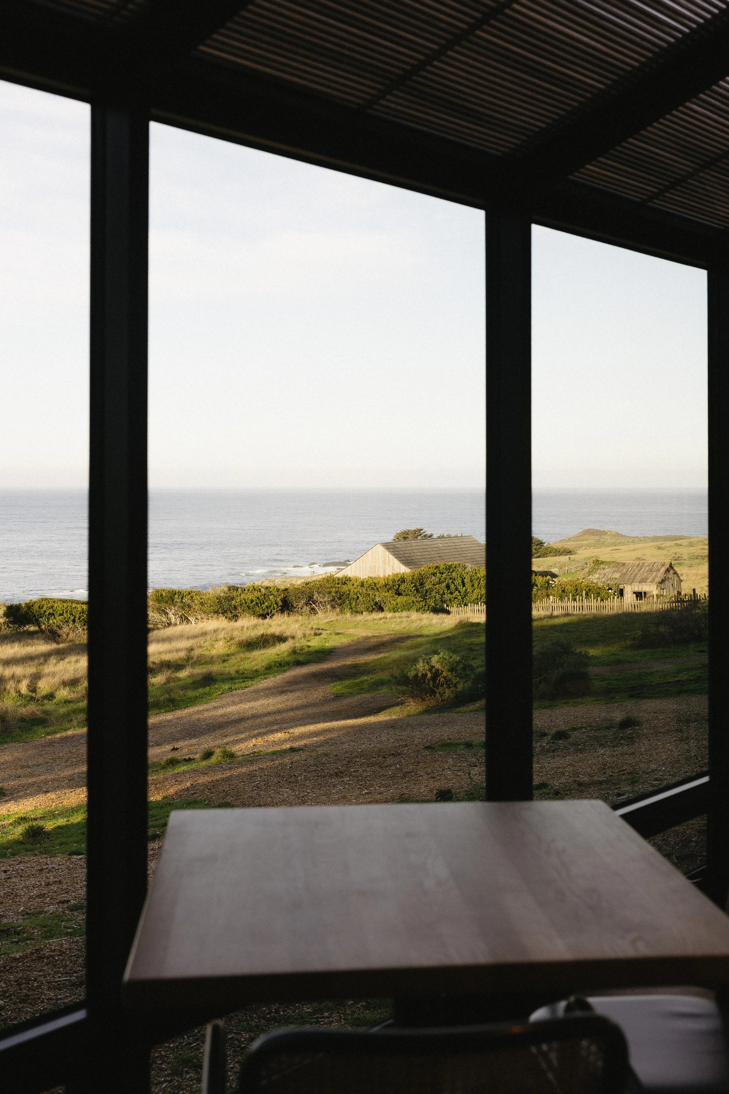 interior architecture of sea ranch lodge overlooking the ocean meadow