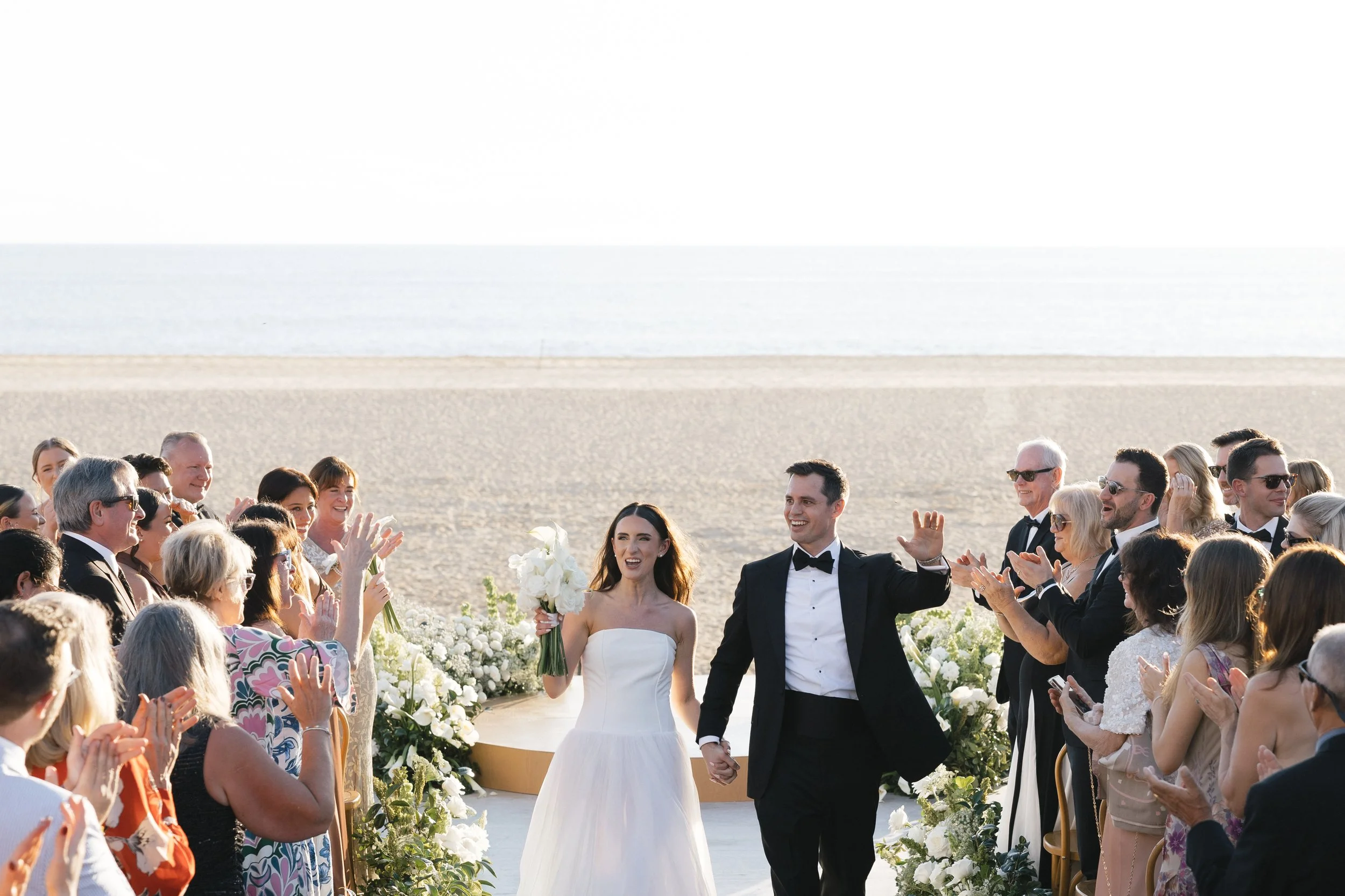 just married bride and groom at luxury wedding venue los cabos