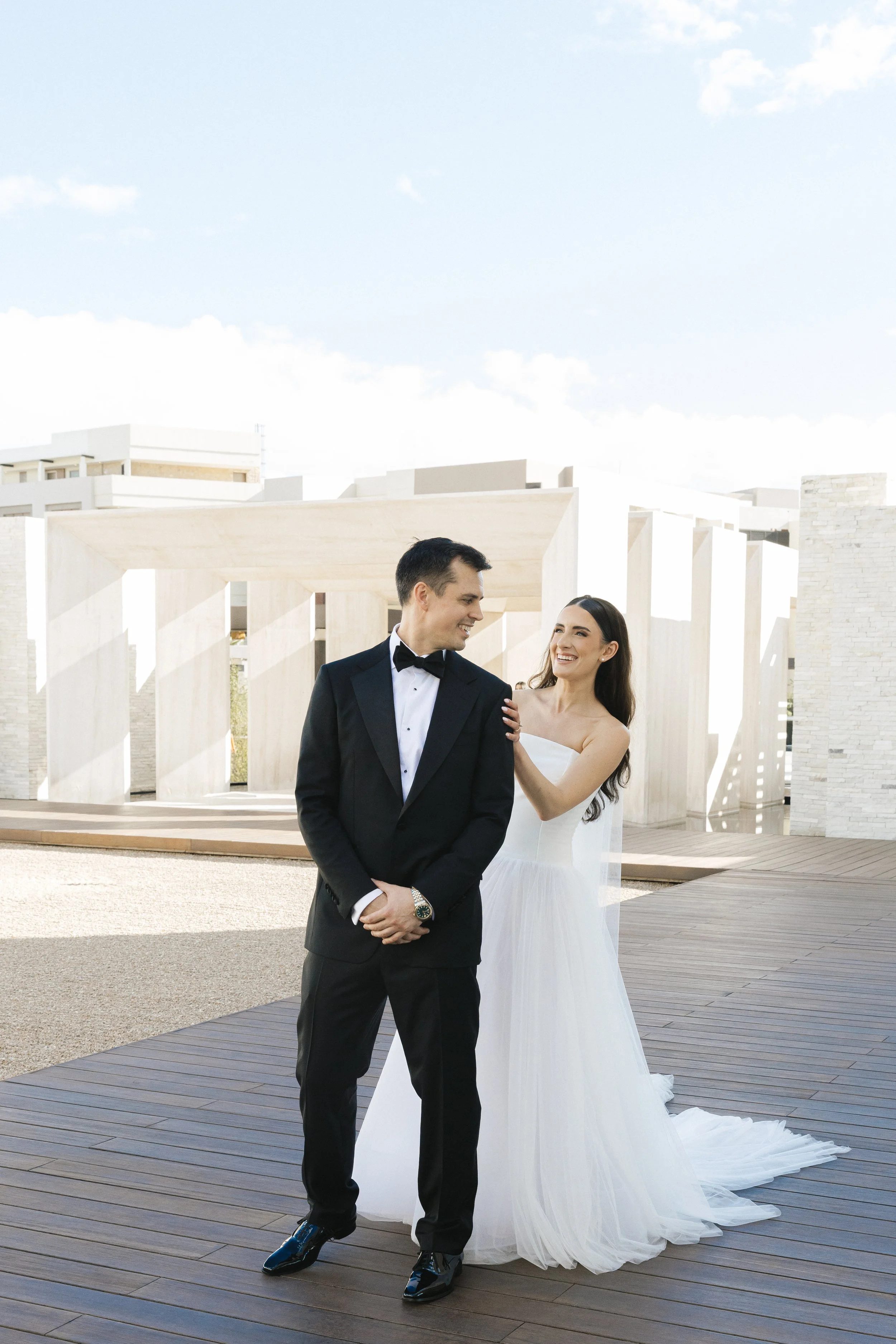 bride and groom first look nobu los cabos