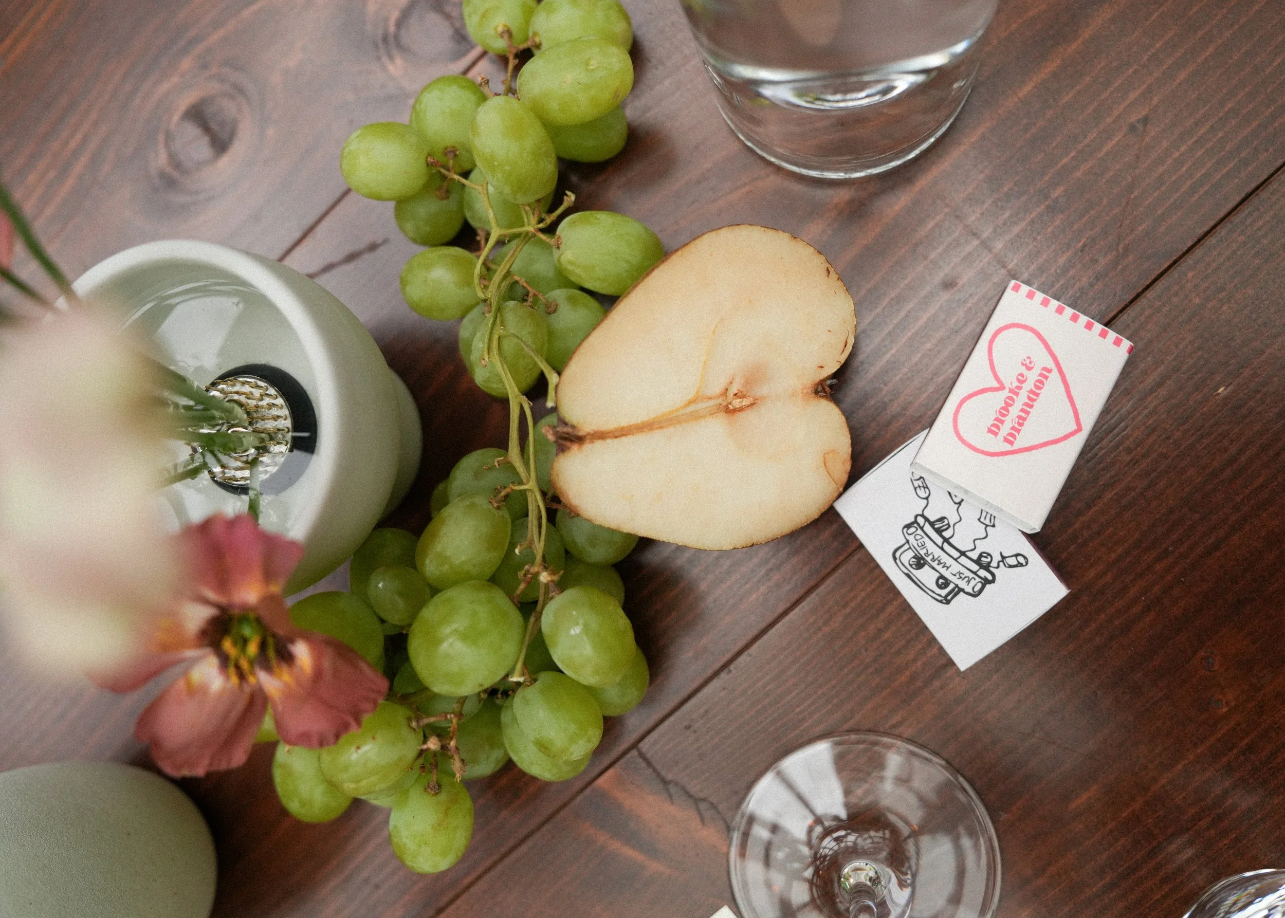 customized wedding matchbox party favors on modern table scape