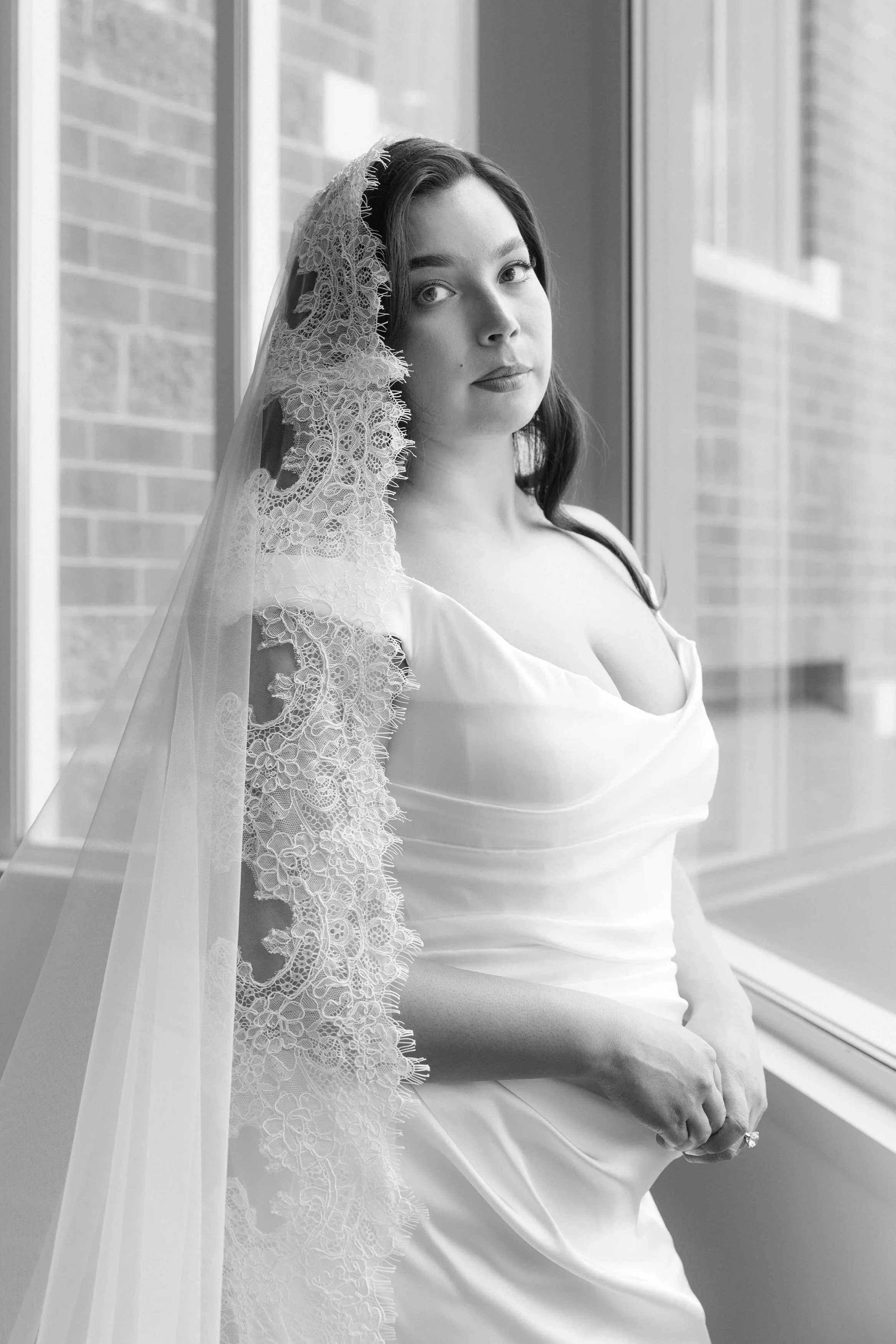modern bridal portrait with minimalist styling