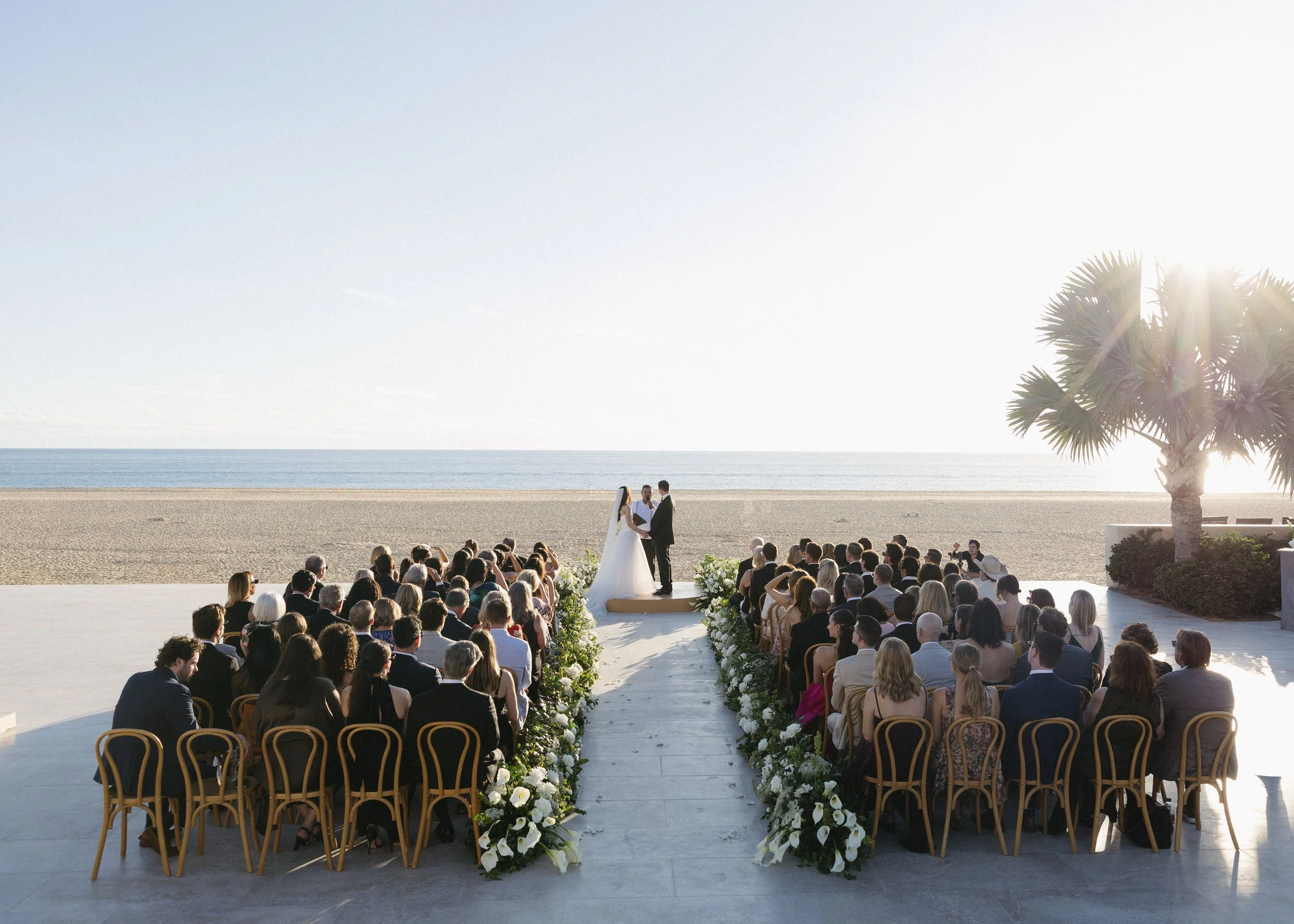 wedding ceremony overlooking the ocean at nobu los cabos