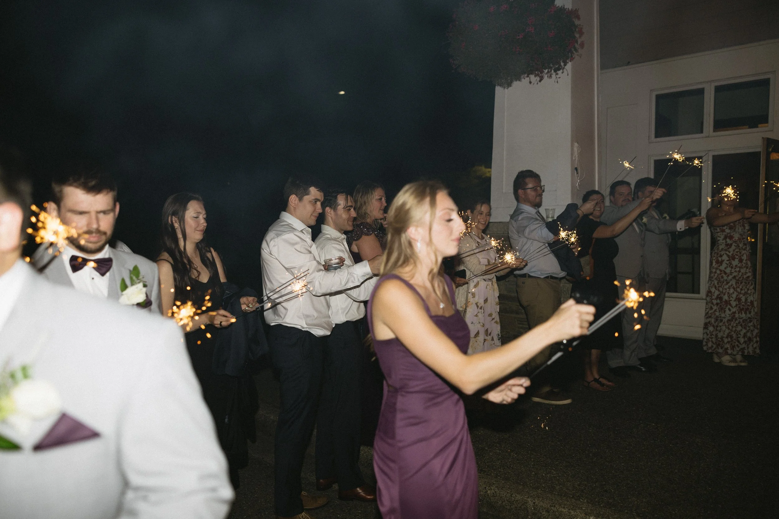 wedding sparklers at pacific northwest wedding