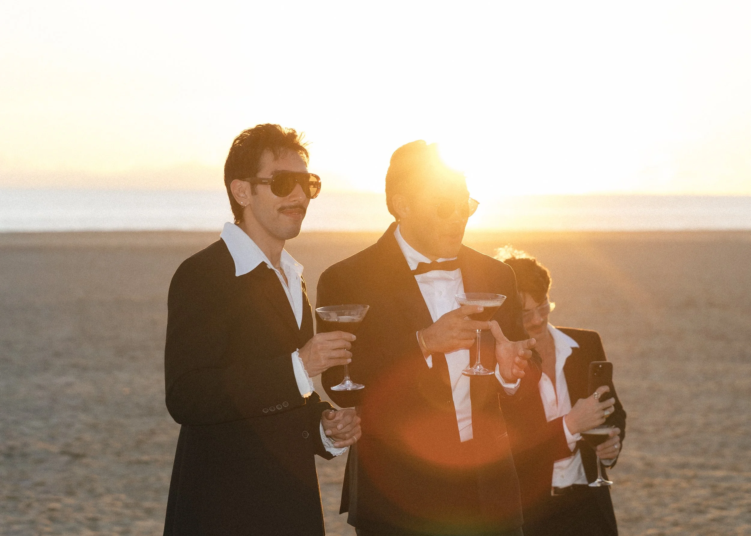 sunset wedding reception at nobu los cabos
