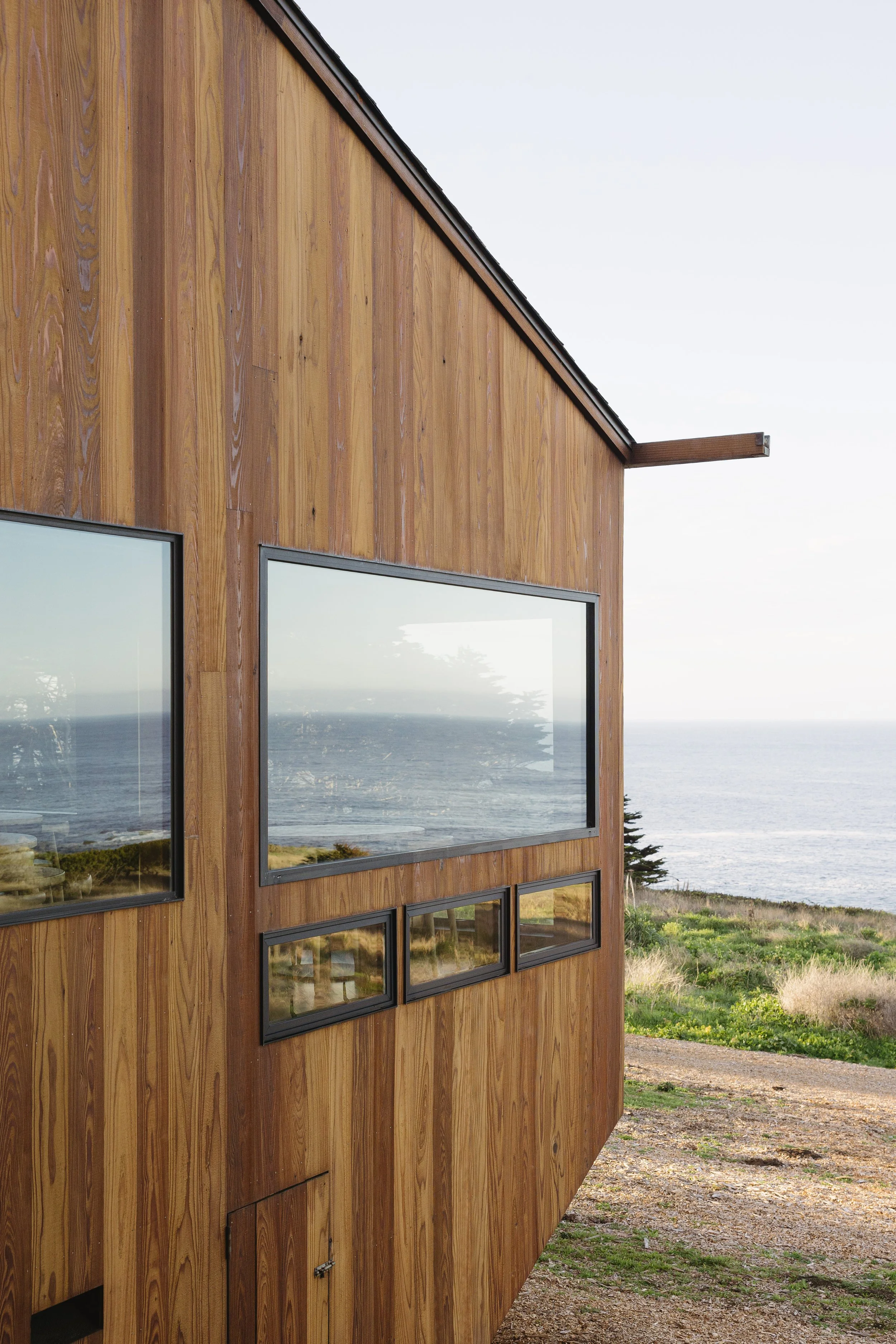 exterior of sea ranch lodge showcasing iconic modern coastal architecture