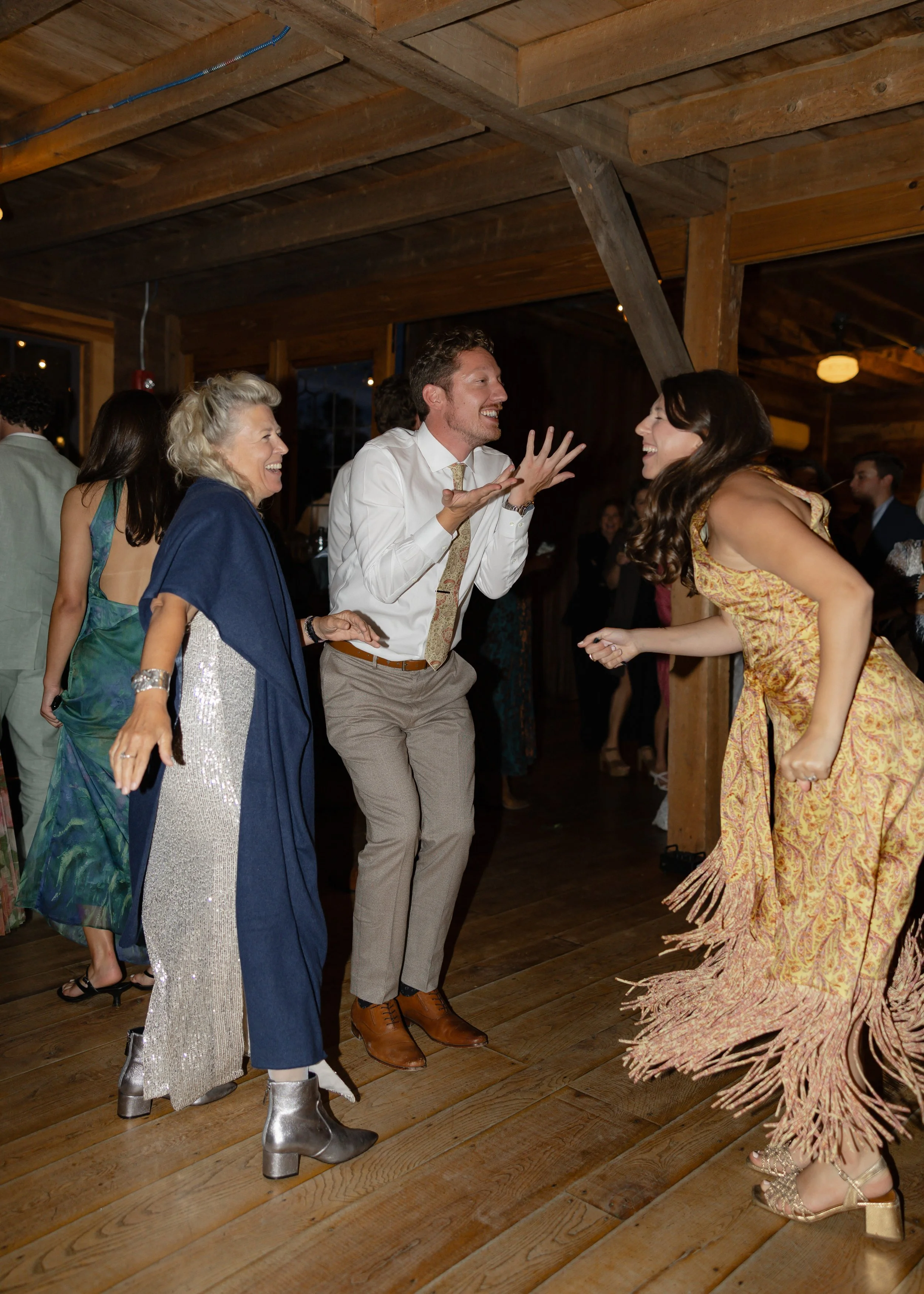 wedding guests dancing at wedding in the berkshires