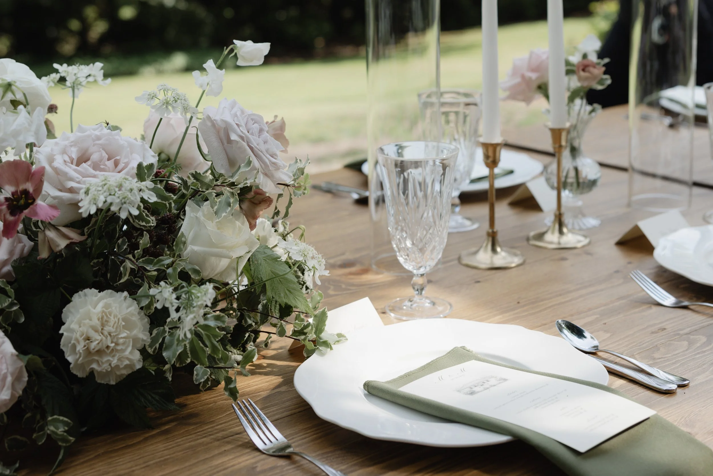 elegant wedding reception under market lights