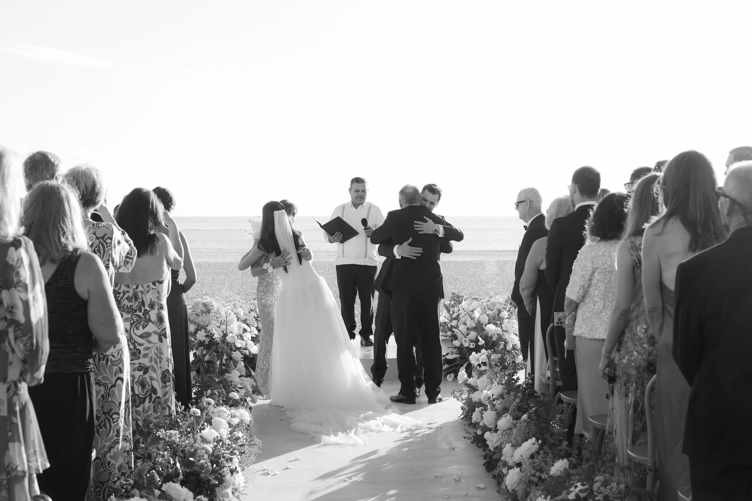 groom waiting at the altar at nobu hotel los cabos