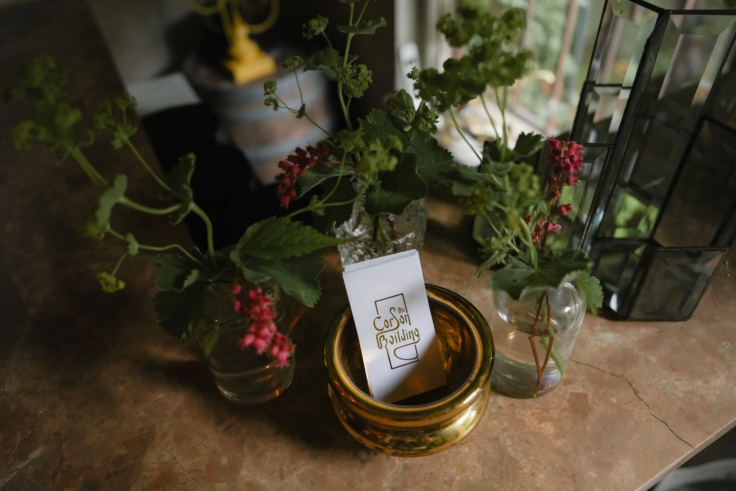 wedding florals and detail at the corson building in seattle