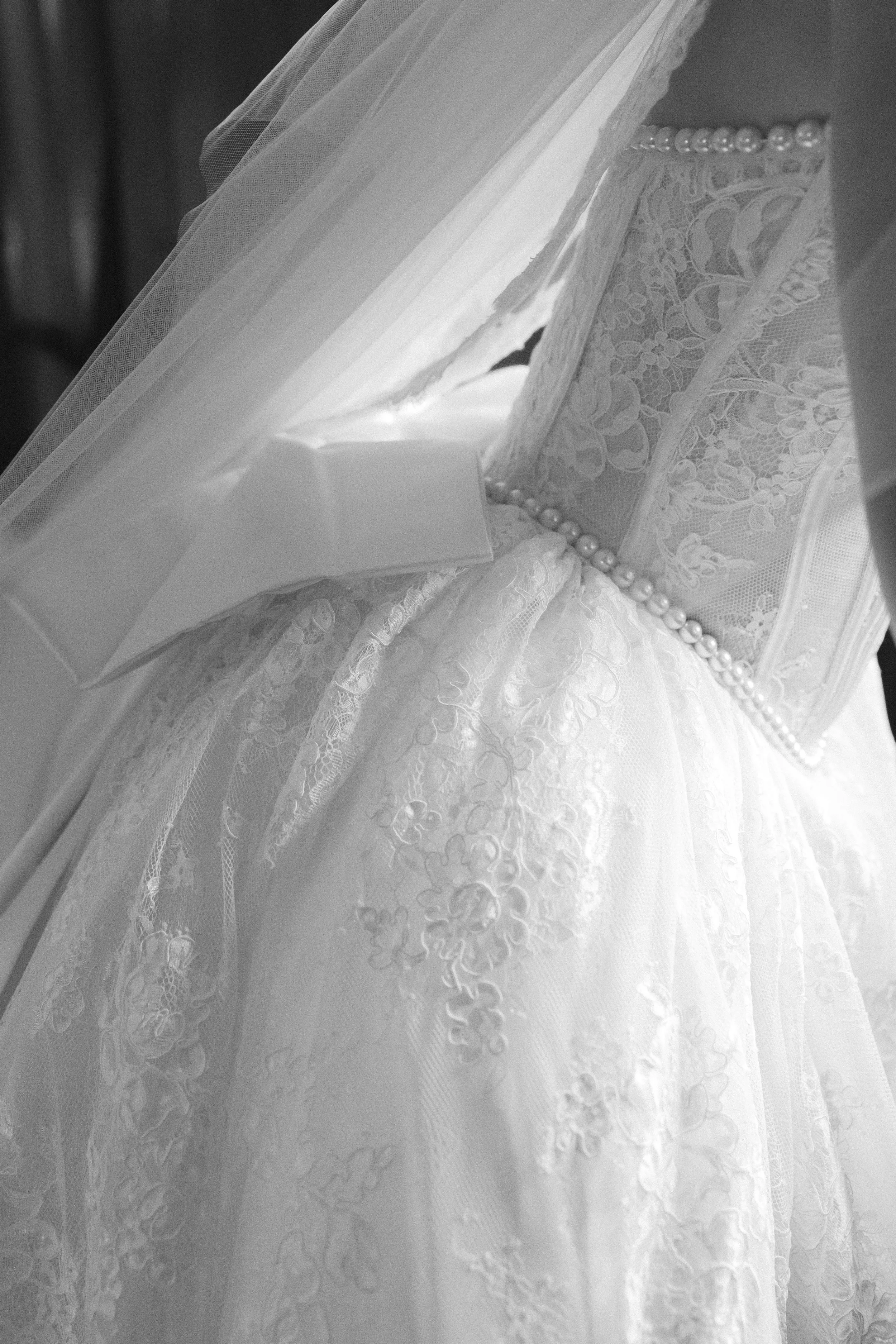 designer wedding dress with corset for bridal portrait