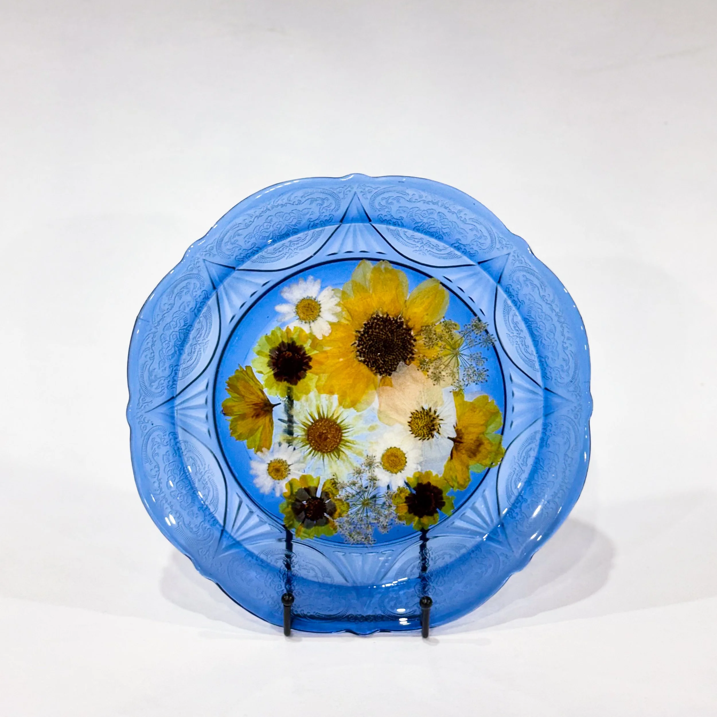 Blue Delicate Patterned Glass Plate