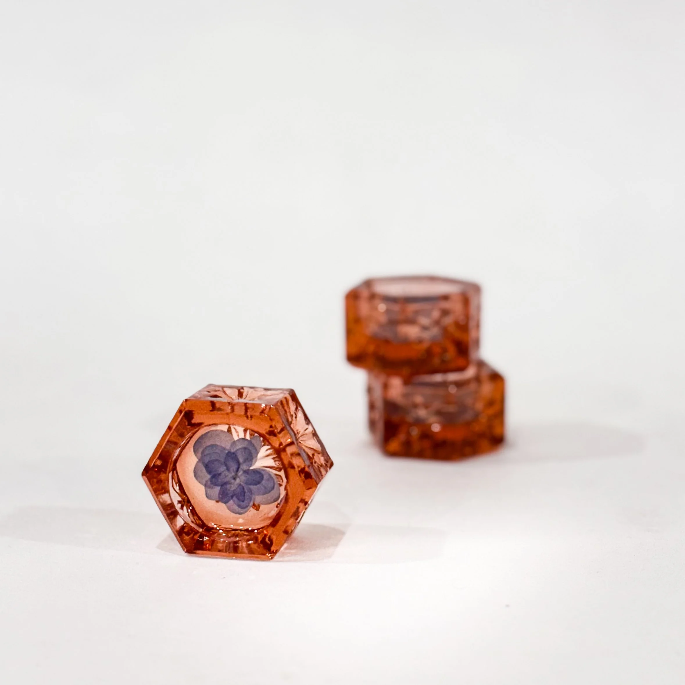 Orange/Pink Depression Glass Salt Cellars