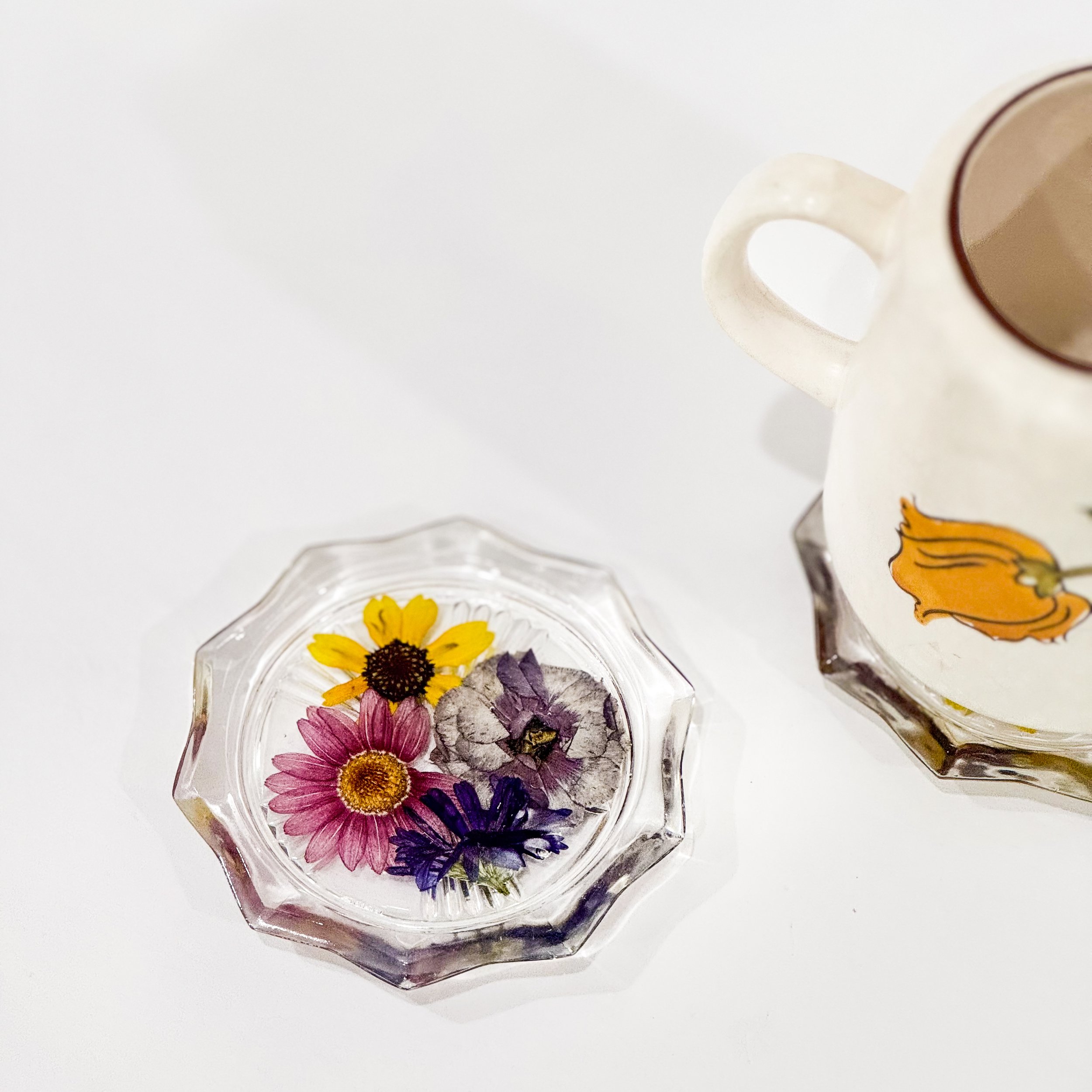 Vintage Glass Scalloped Coasters