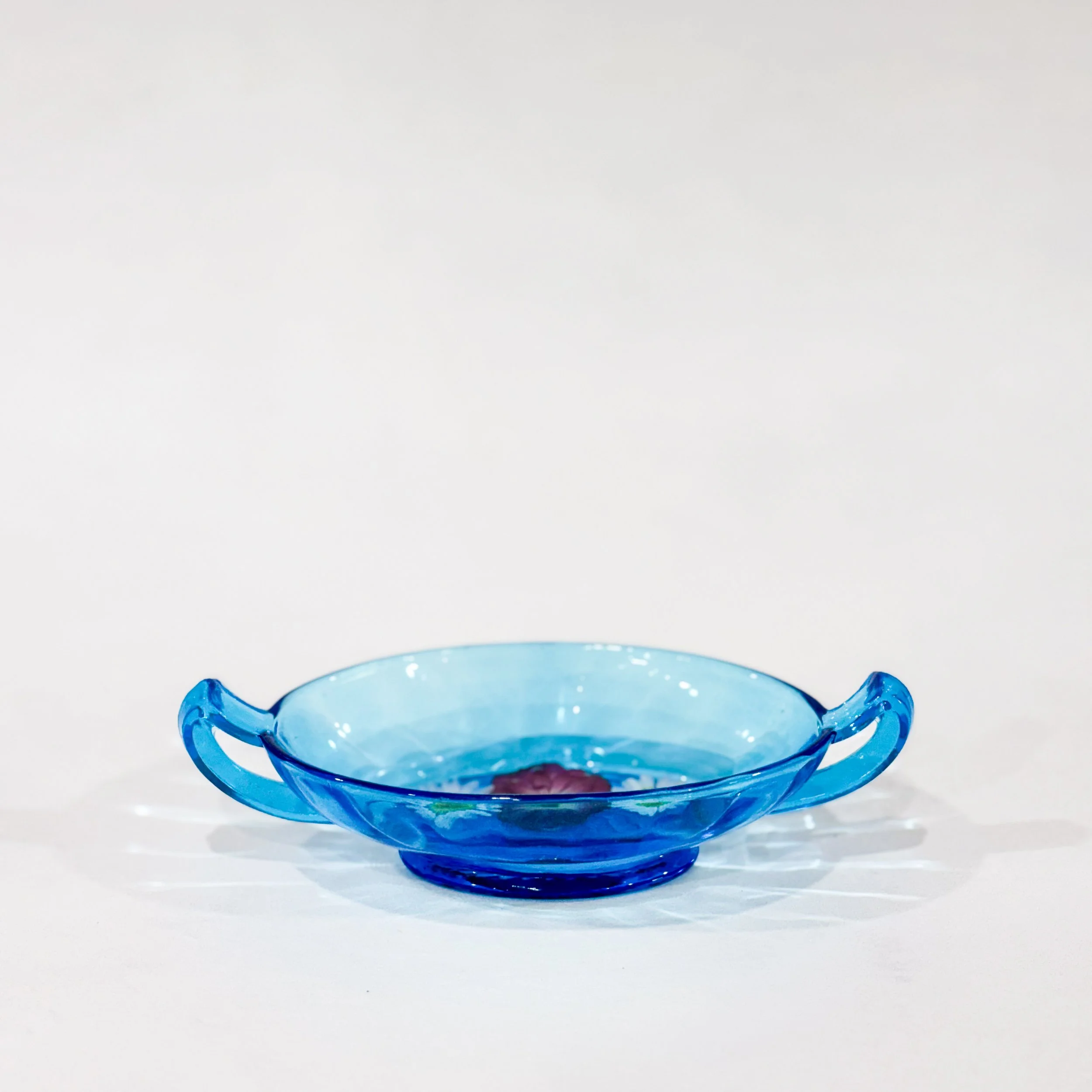 Blue Glass Candy Dish with Handles