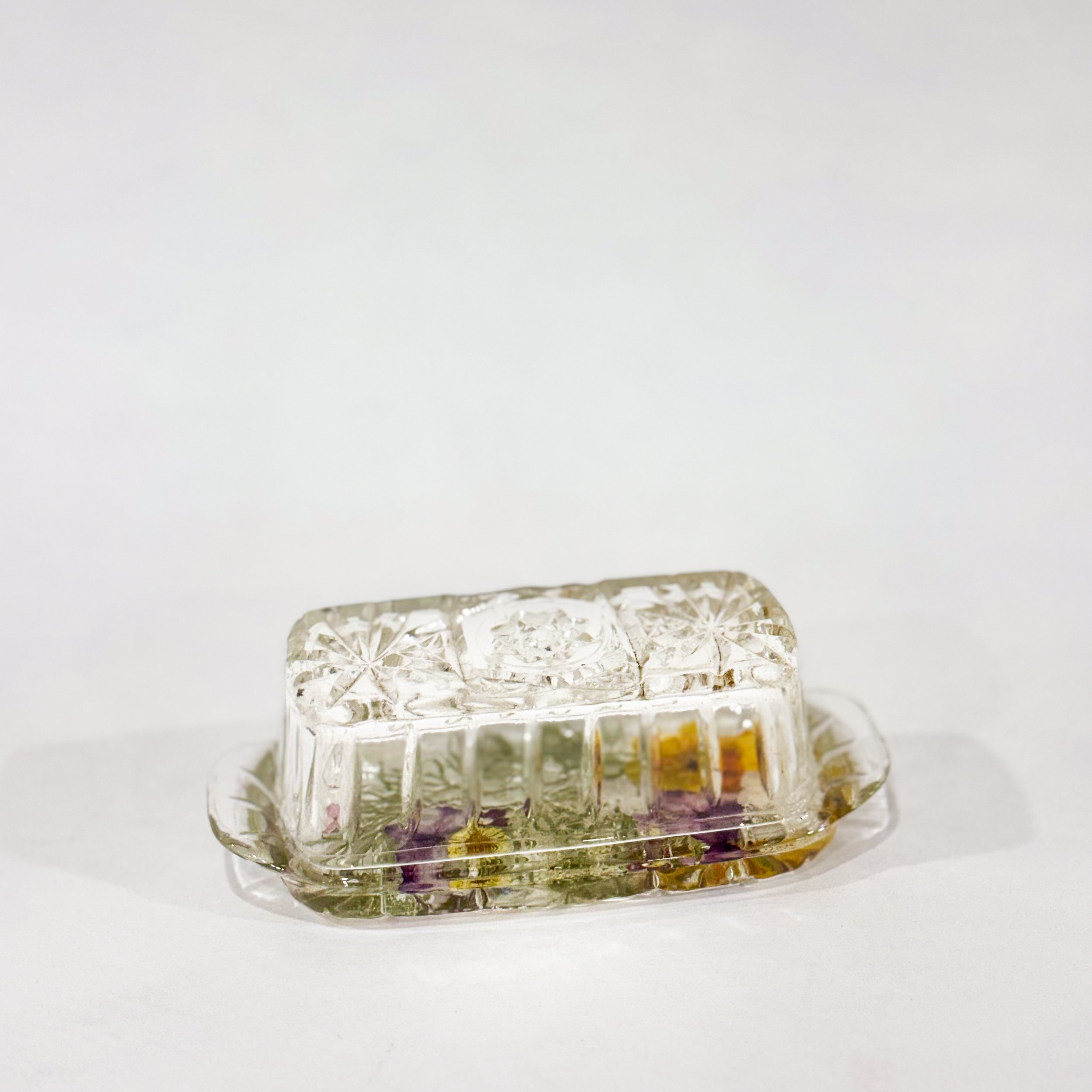 Vintage Pressed Glass Butter Dish