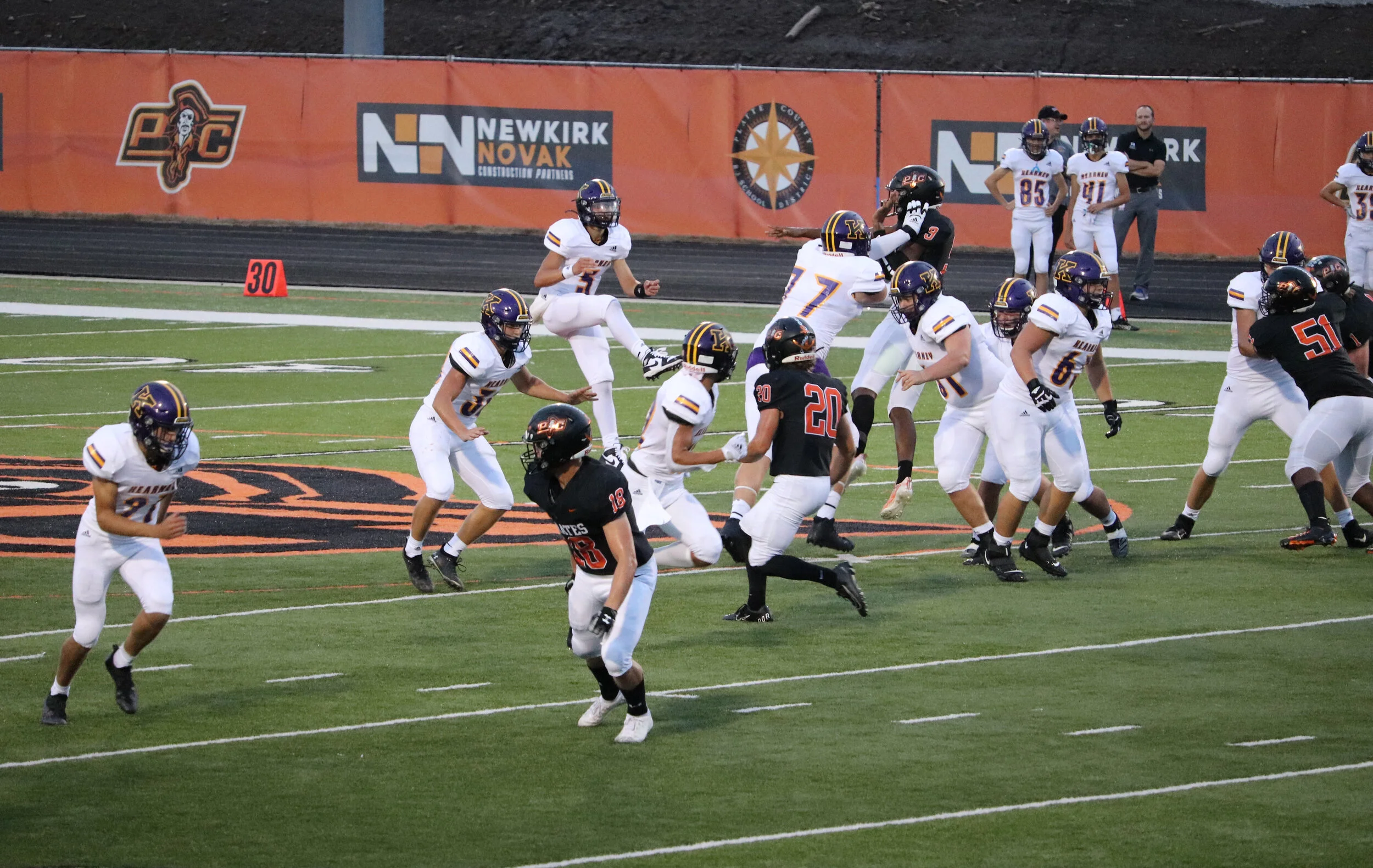 Ian Acosta places a deep punt on the Platte County 1-yard line