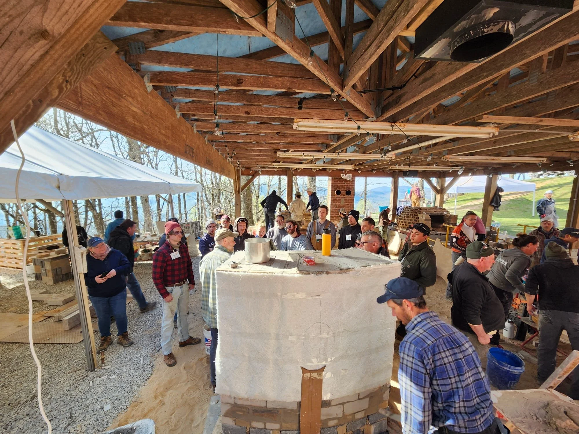 Builds in progress under the shelter