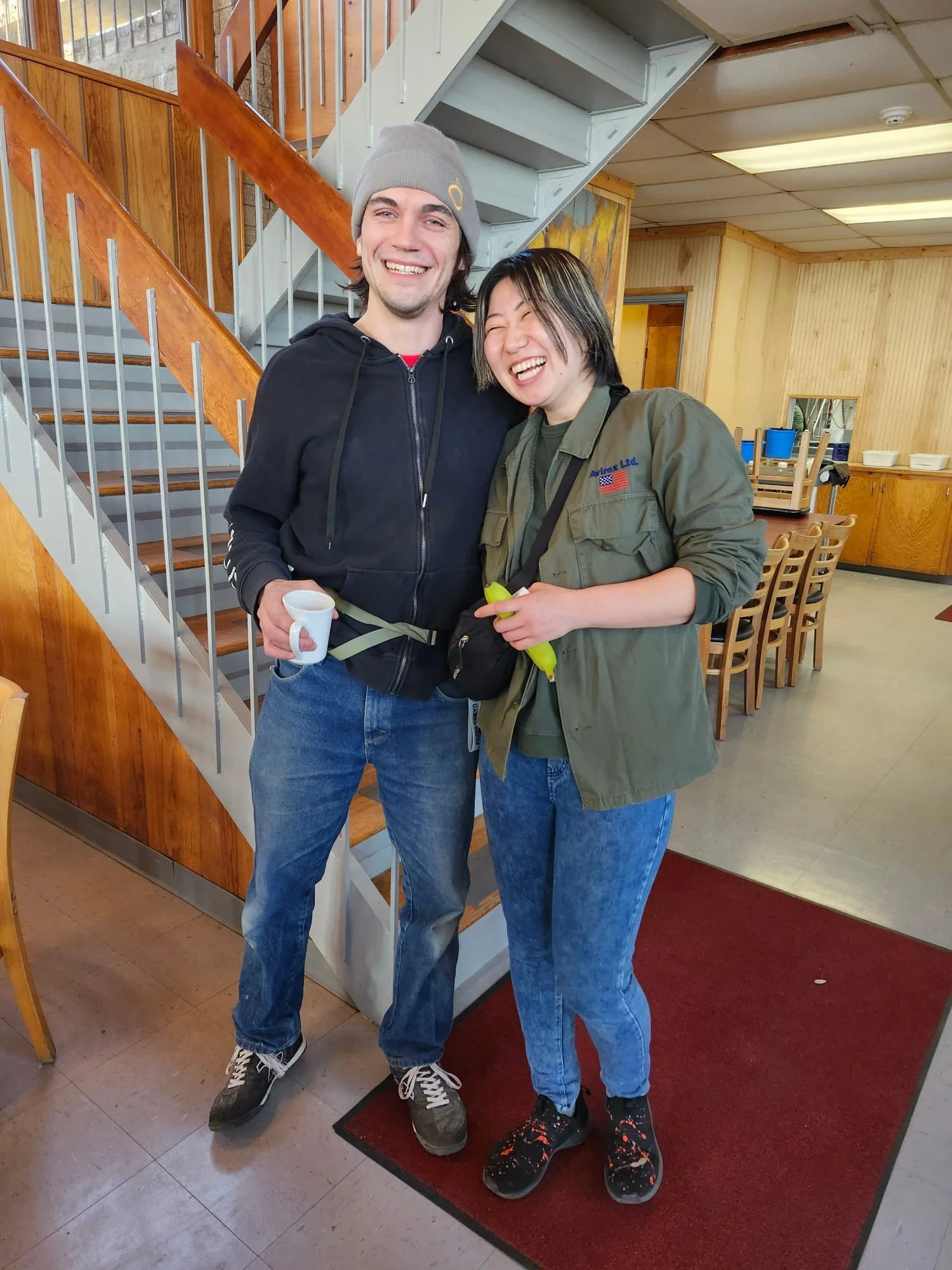 Felix and Haruka in dining hall