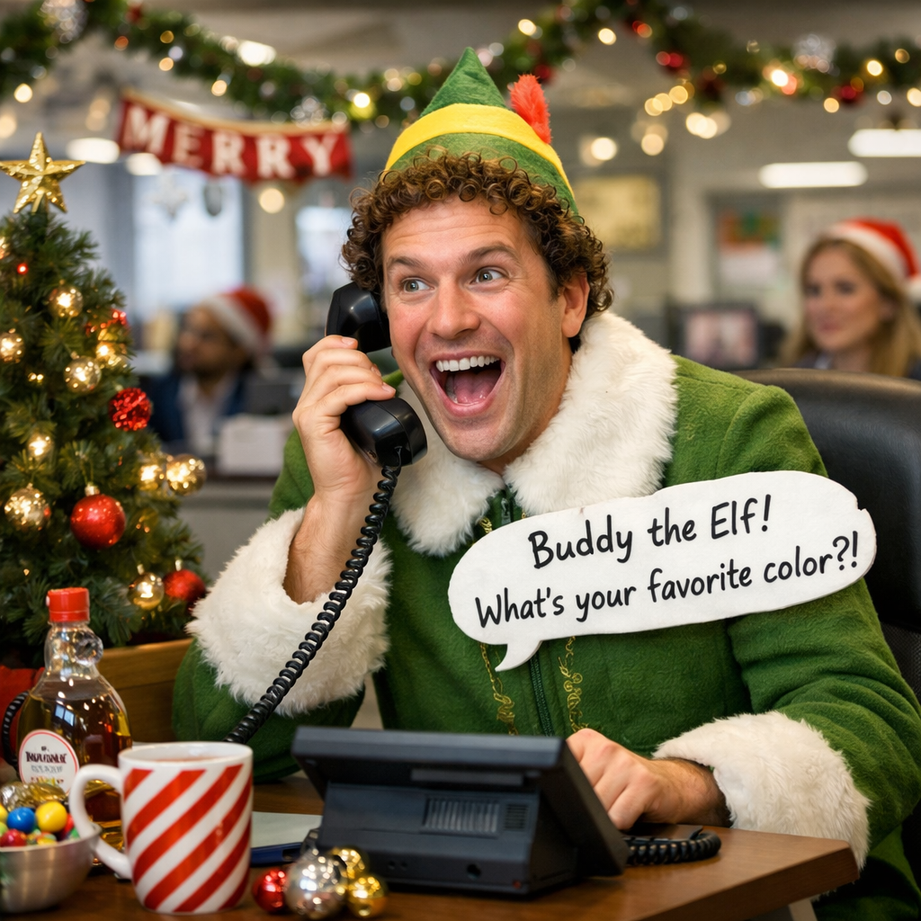 📞🎄 Answer the Phone Like Buddy the Elf Day -December 18 — “Buddy the Elf, what’s your favorite color?”