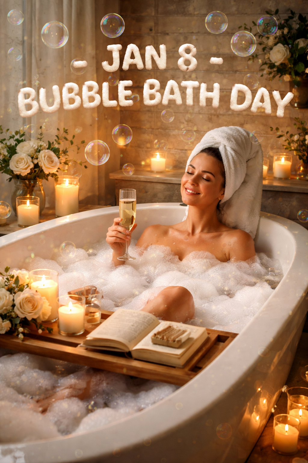 🛁💭 Bubble Bath Day — January 8 - Because life is hard and your bathtub is doing its best.