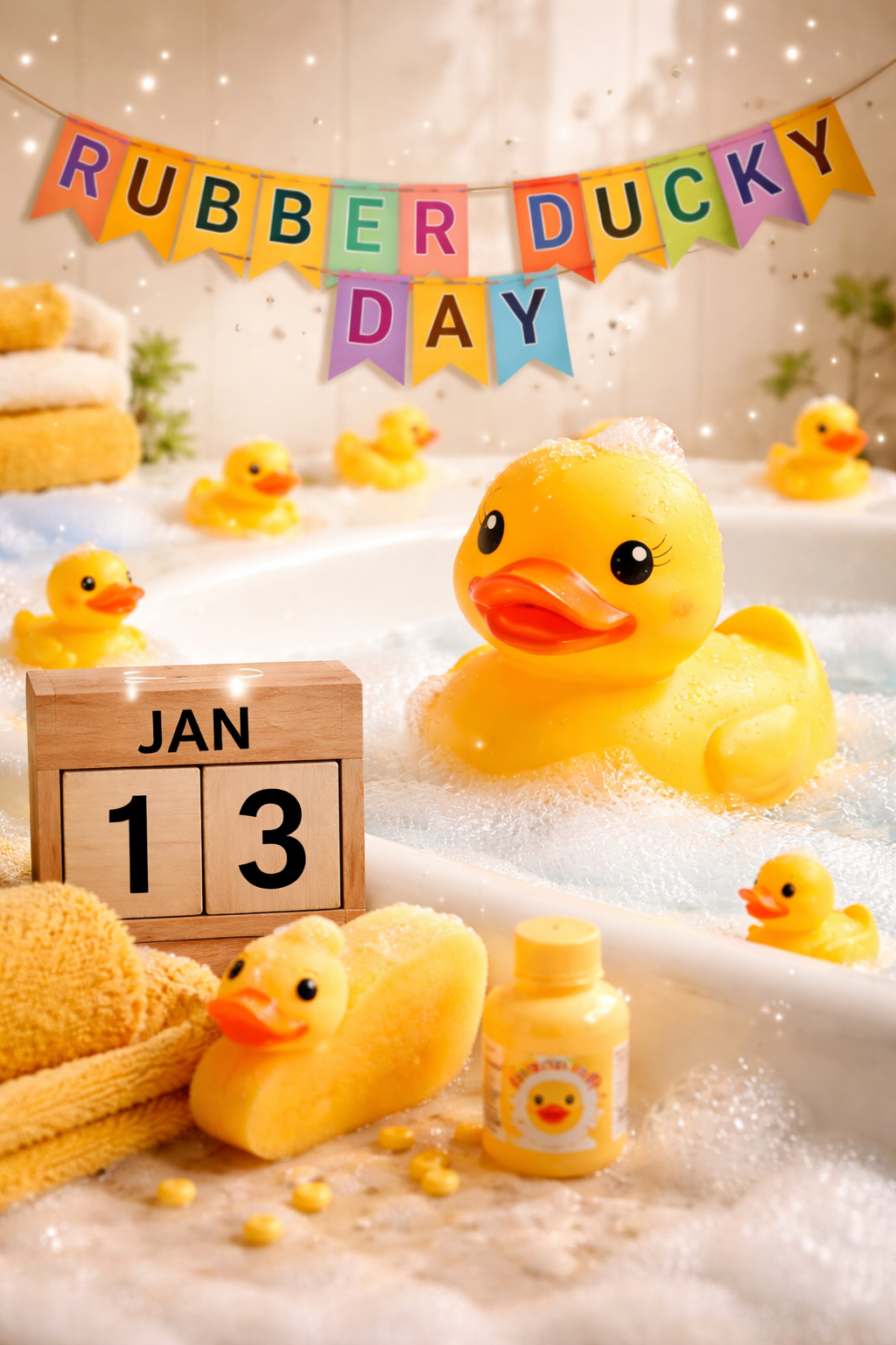 🦆 Rubber Ducky Day — January 13 - Because every bath deserves a tiny yellow hype friend.