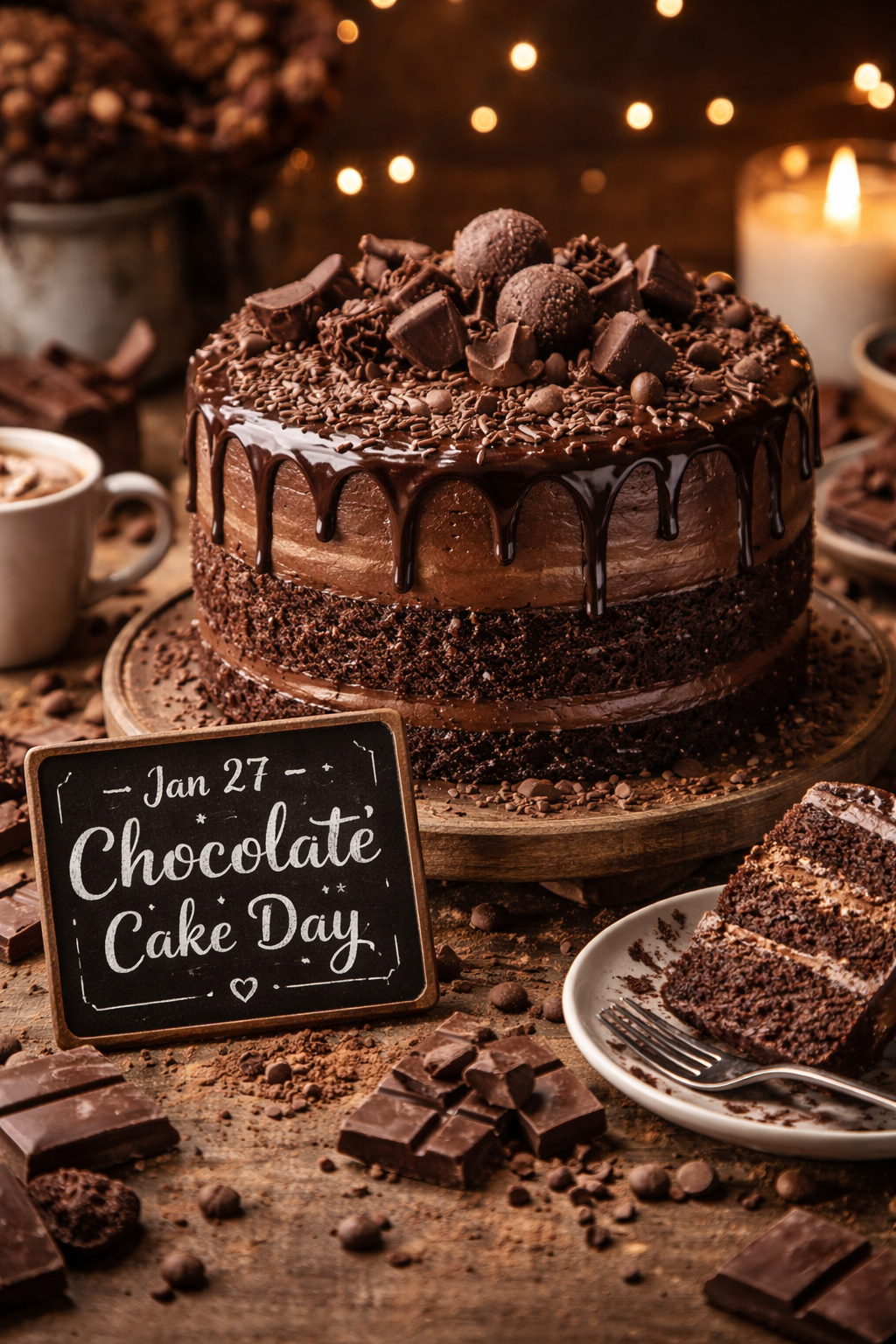 🍫🎂 Chocolate Cake Day 🎂🍫January 27 - Some holidays whisper. Chocolate Cake Day struts into the room wearing frosting and zero regrets.
