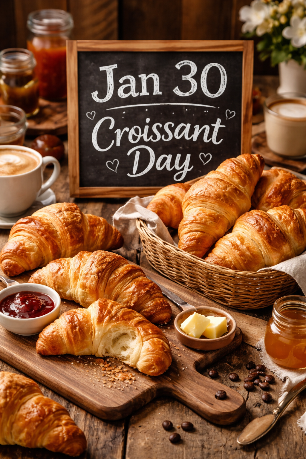 🥐 Croissant Day — January 30 - Because life is better when it’s 27 layers of butter wrapped in a hug