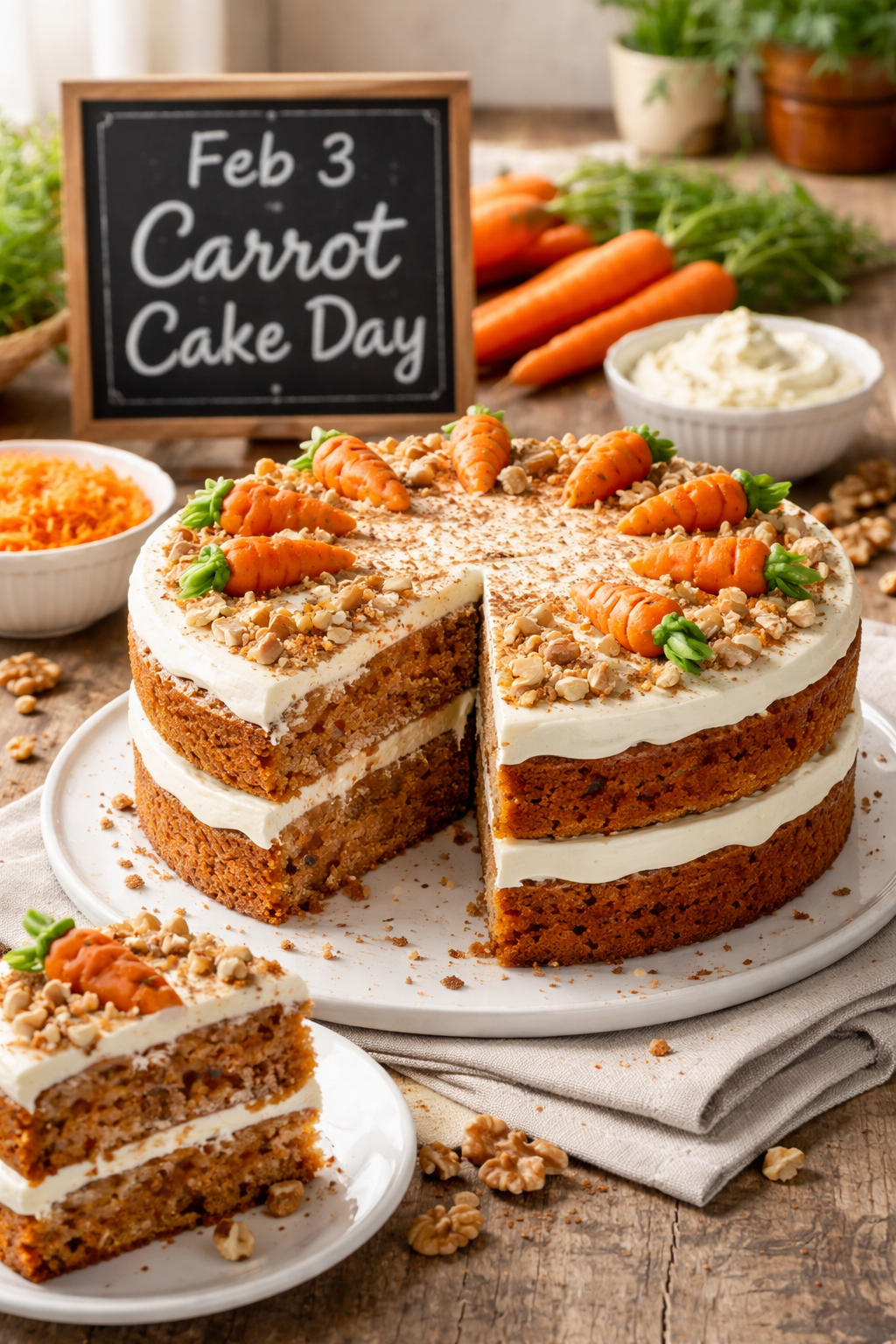 🥕🍰 Carrot Cake Day — February 3 - Because vegetables deserve dessert redemption arcs too