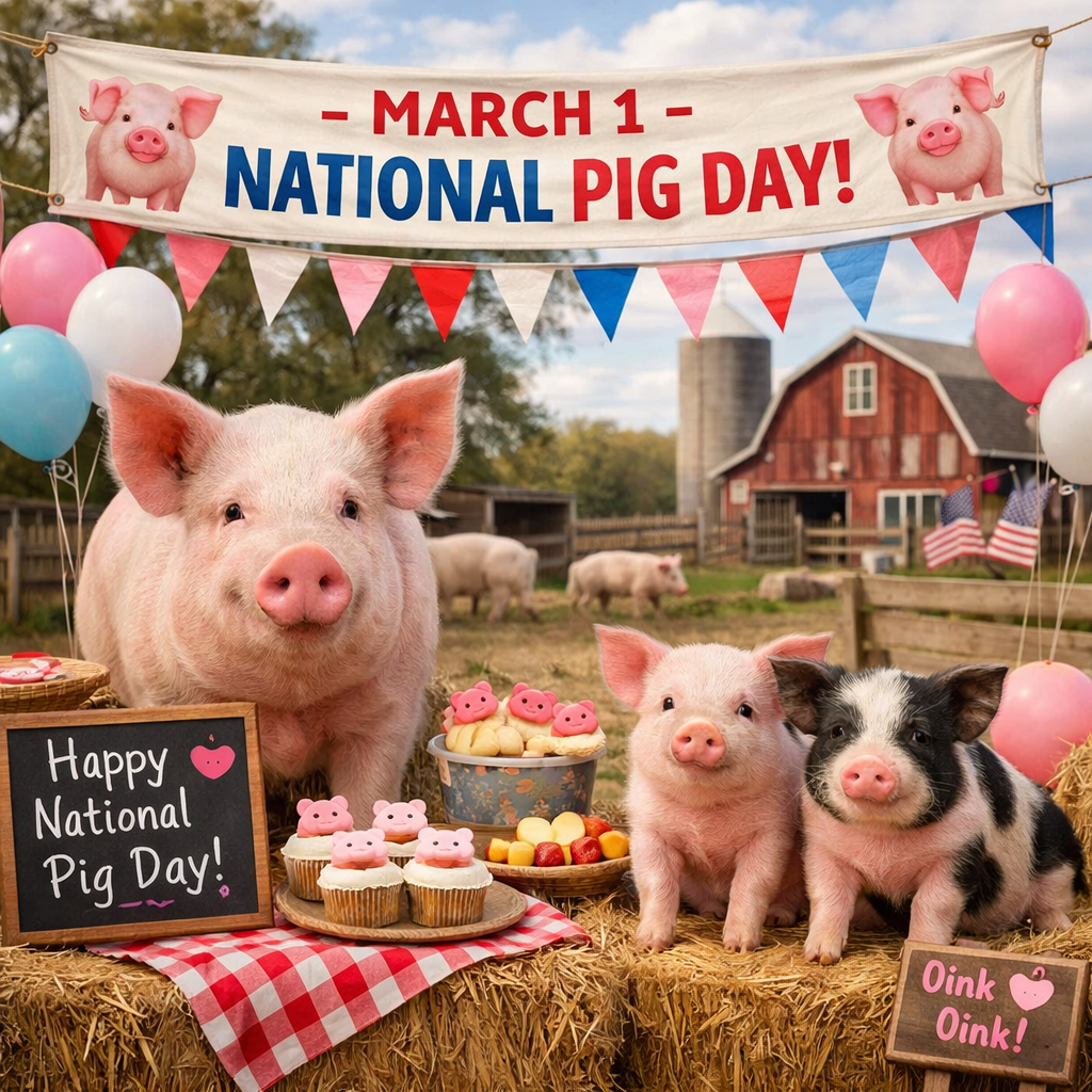 🐷🎉 March 1 — National Pig Day 🎉🐷