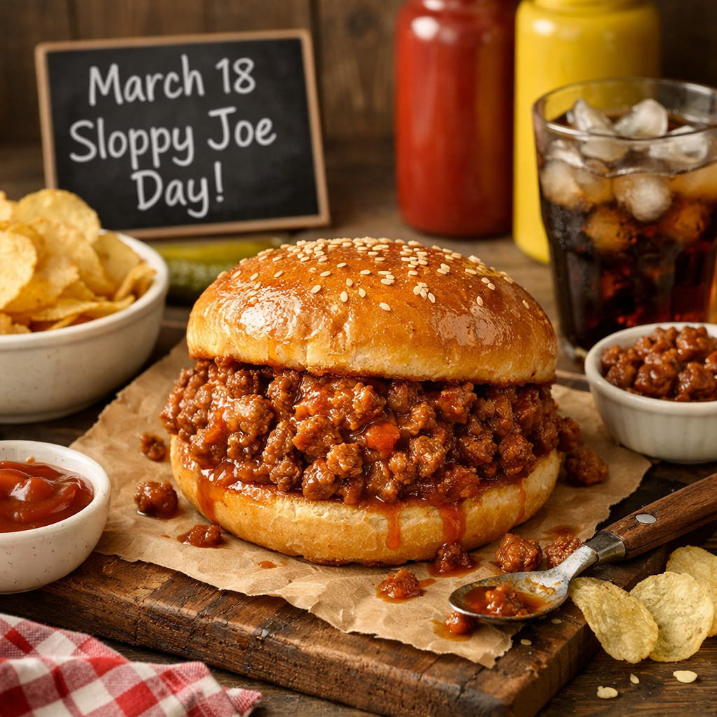 🍔✨ March 18 — Sloppy Joe Day ✨🍔