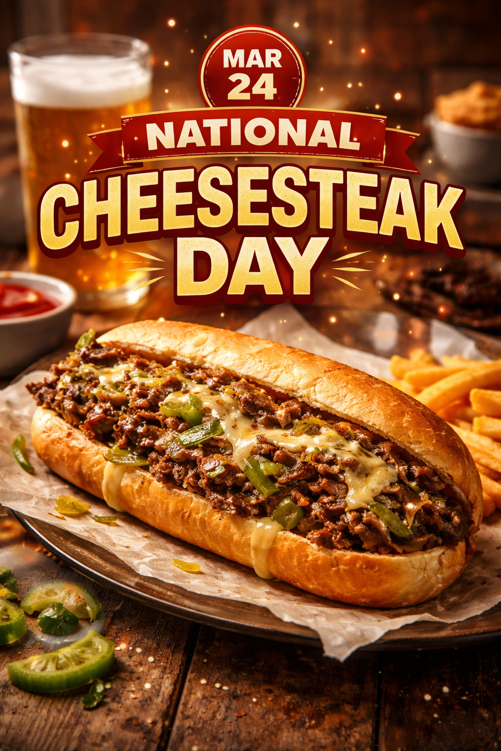 🥖🧀 March 24 — National Cheesesteak Day 🧀🥖
