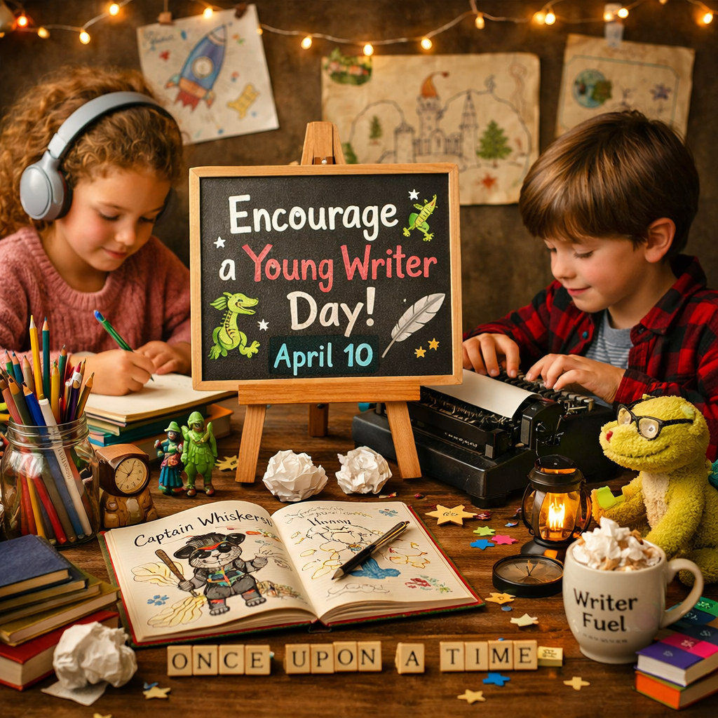 ✍️📚 April 10 — Encourage a Young Writer Day (a.k.a. Future Bestseller Day!)