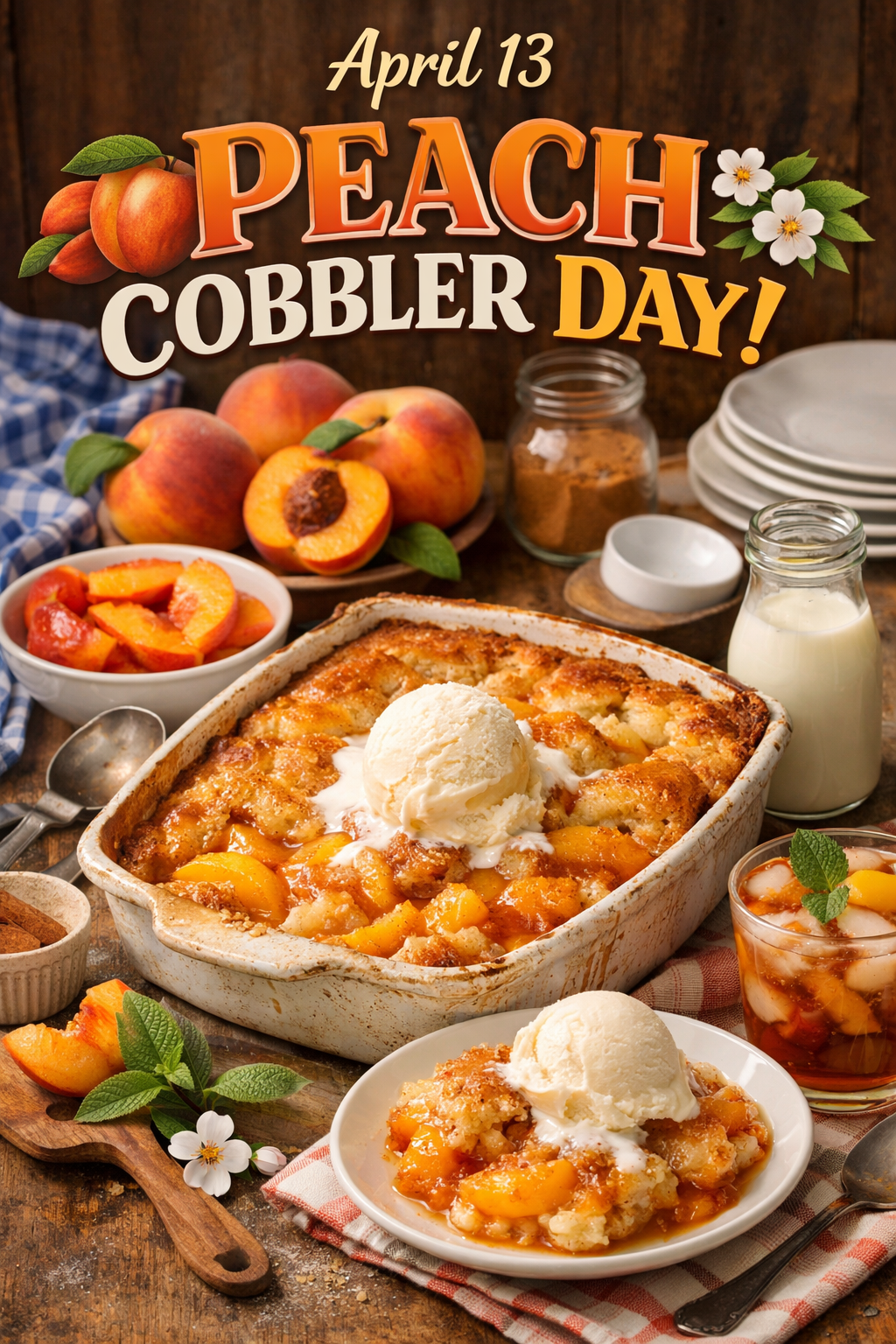 🍑✨ National Peach Cobbler Day — April 13 ✨🍑