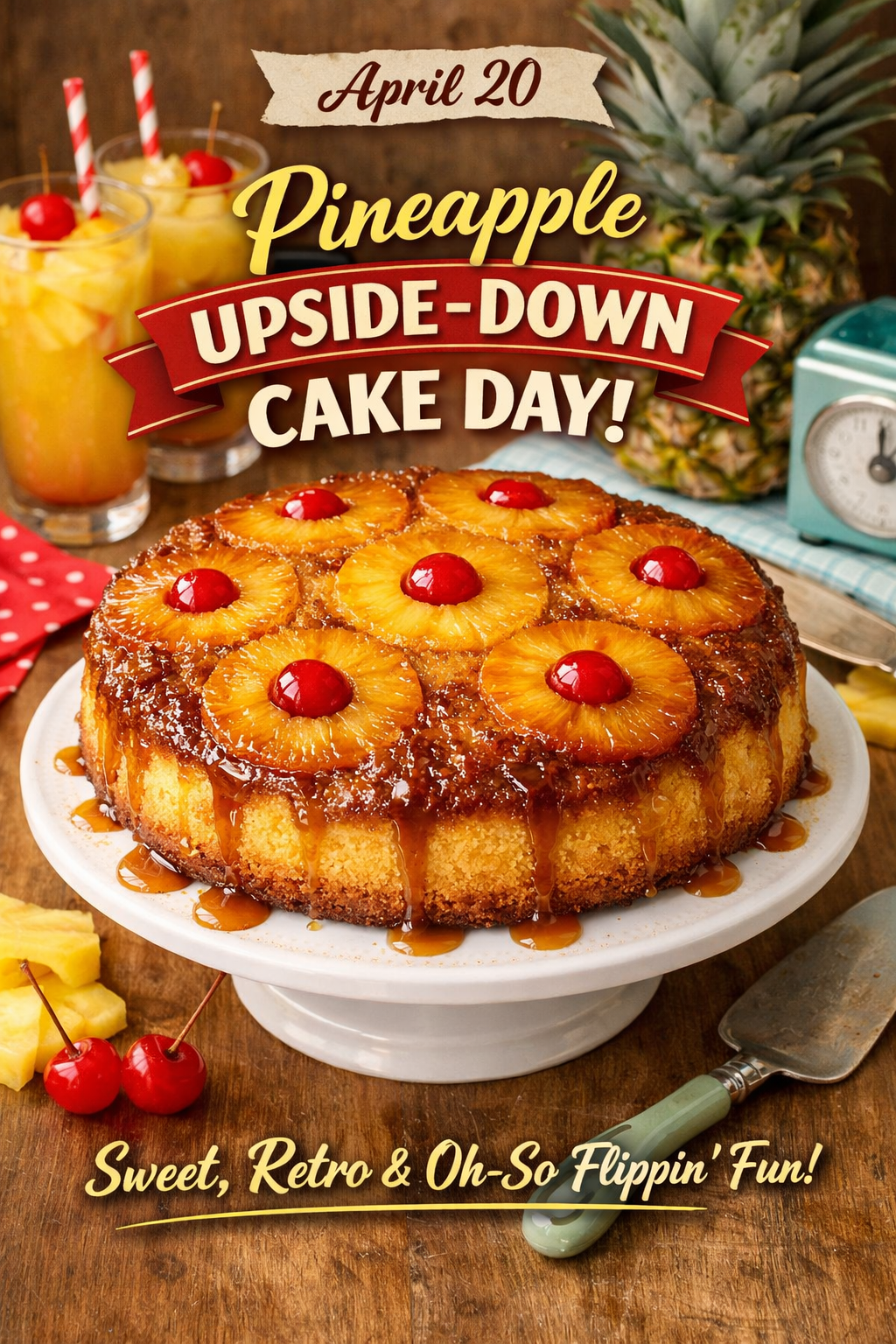 🍍 Apr 20 — Pineapple Upside-Down Cake Day 🍰