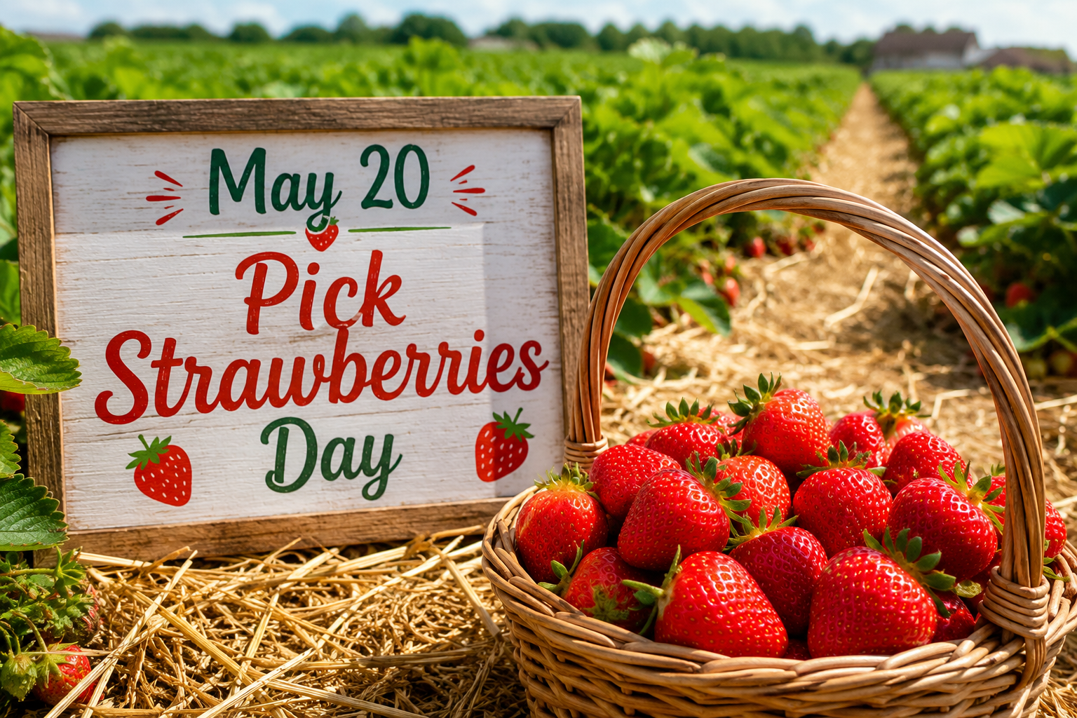 🍓 May 20 — Pick Strawberries Day 🍓