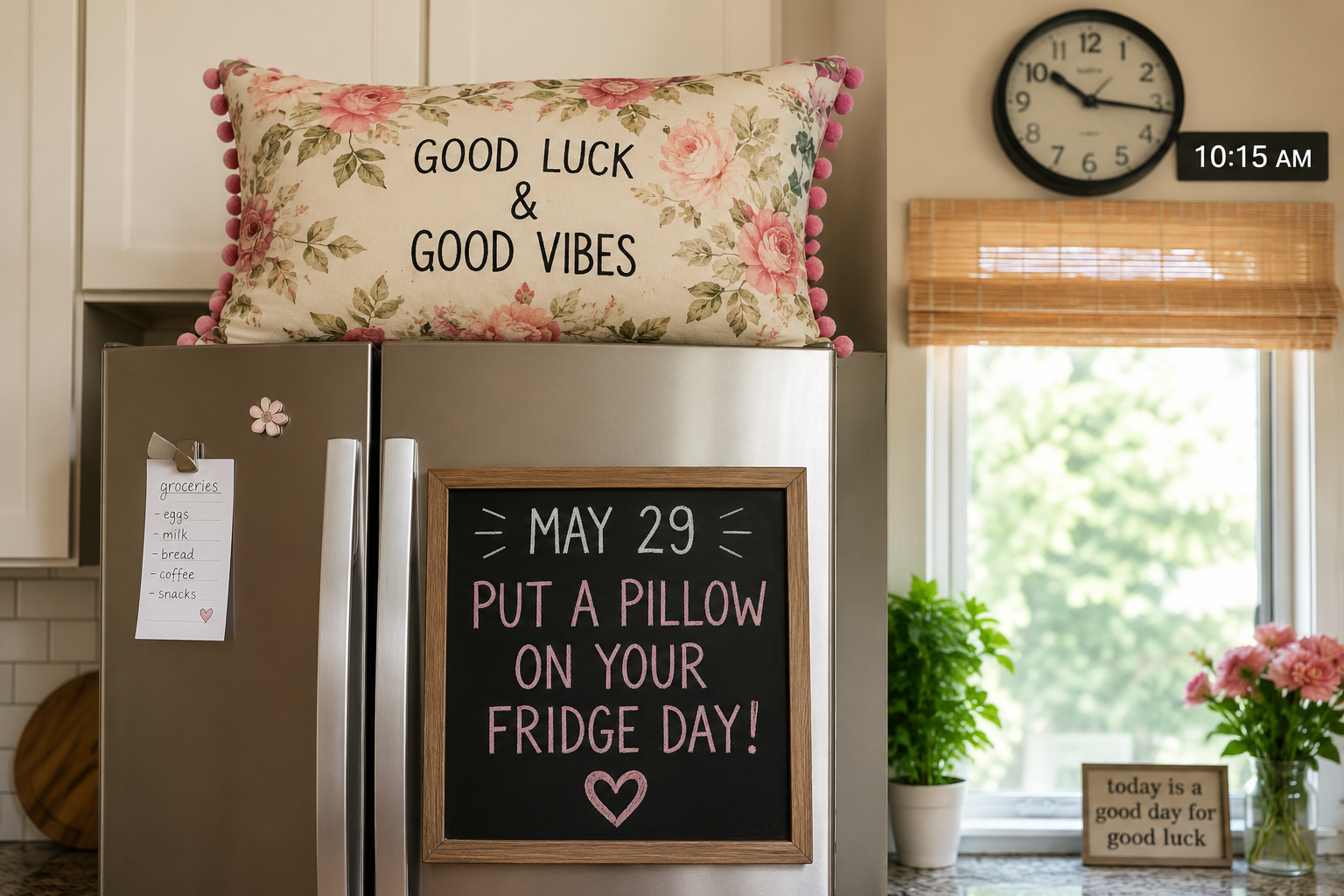 🛏️🥶 May 29 — Put a Pillow on Your Fridge Day 🥶🛏️