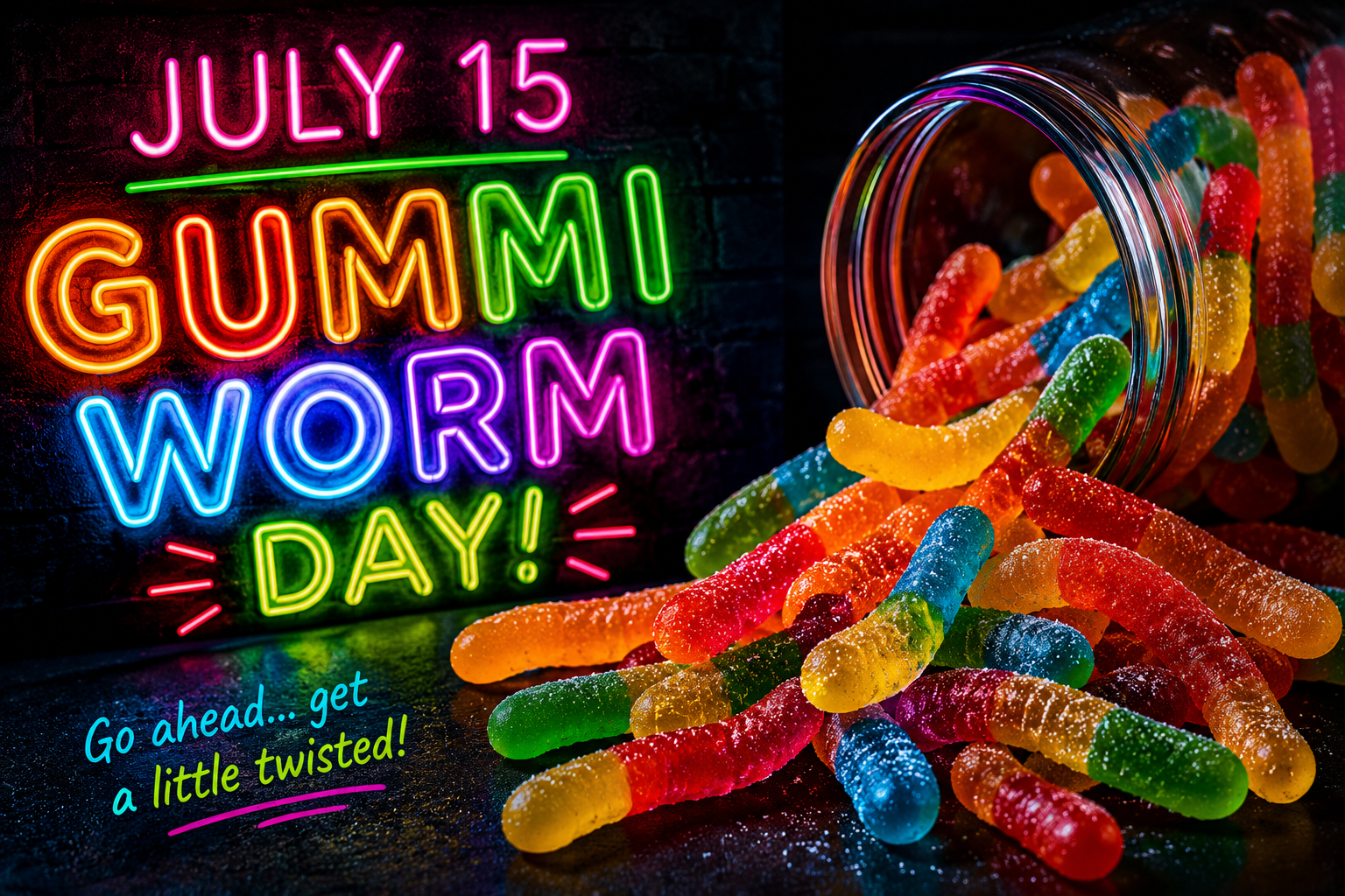 🐛🍬 Gummi Worm Day – July 15 🍬🐛