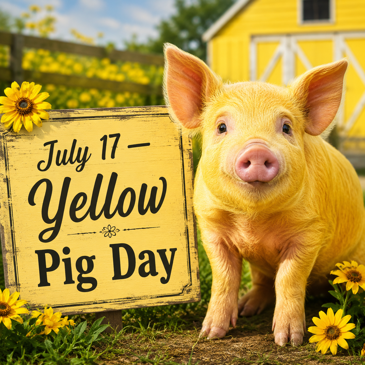 🐷💛 Yellow Pig Day – July 17 💛🐷