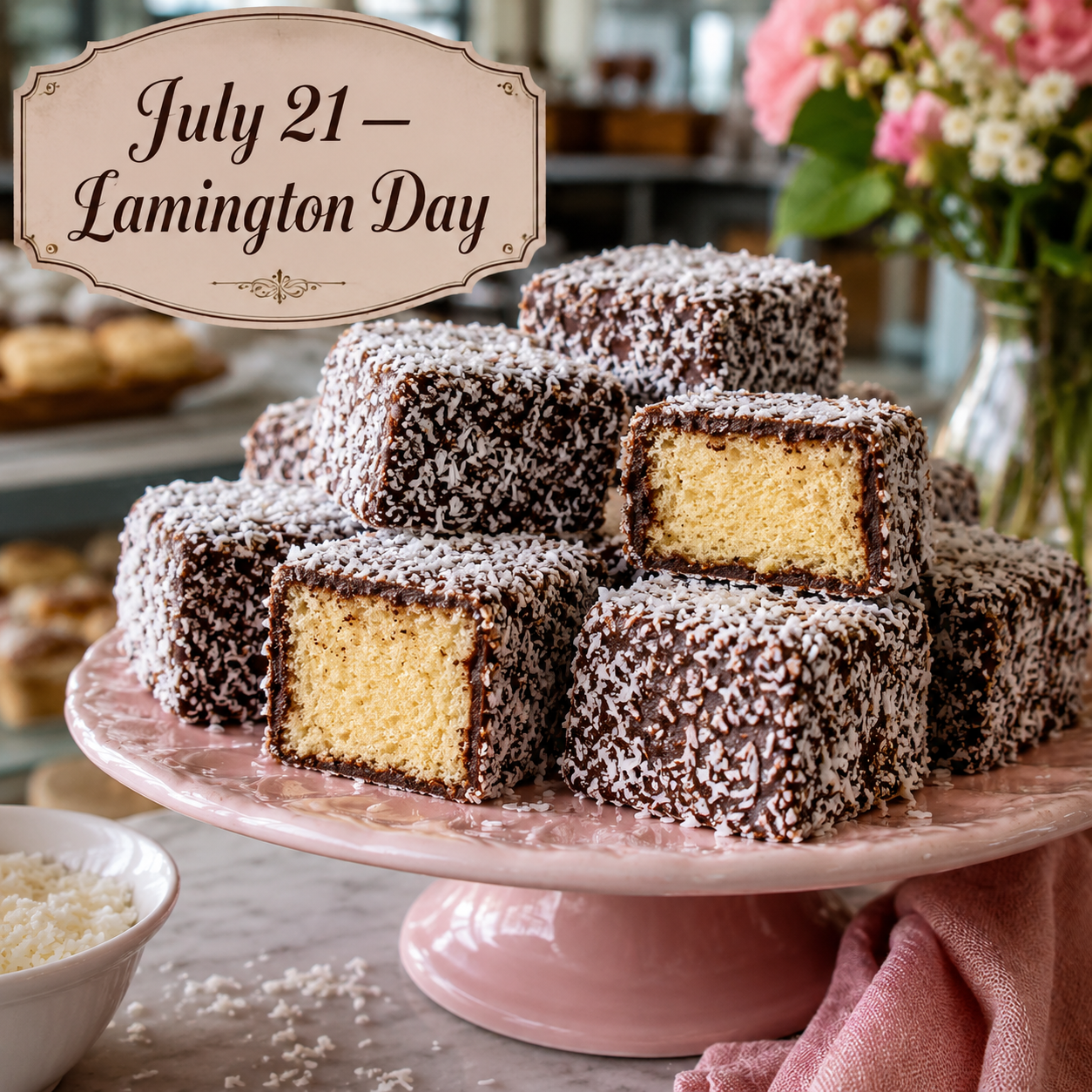 🍰🥥 Lamington Day – July 21 🥥🍰
