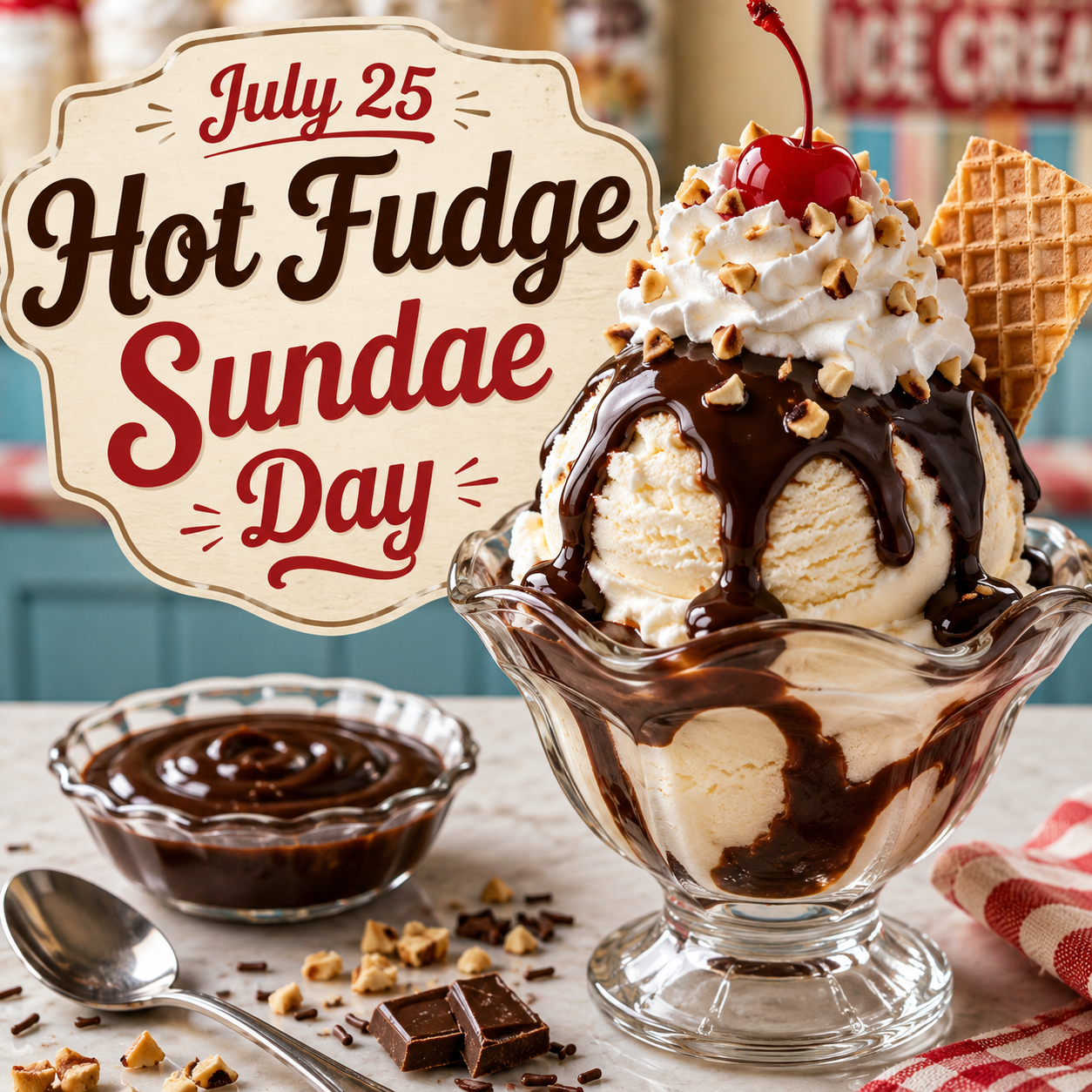 🍨🍒 Hot Fudge Sundae Day – July 25 🍒🍨