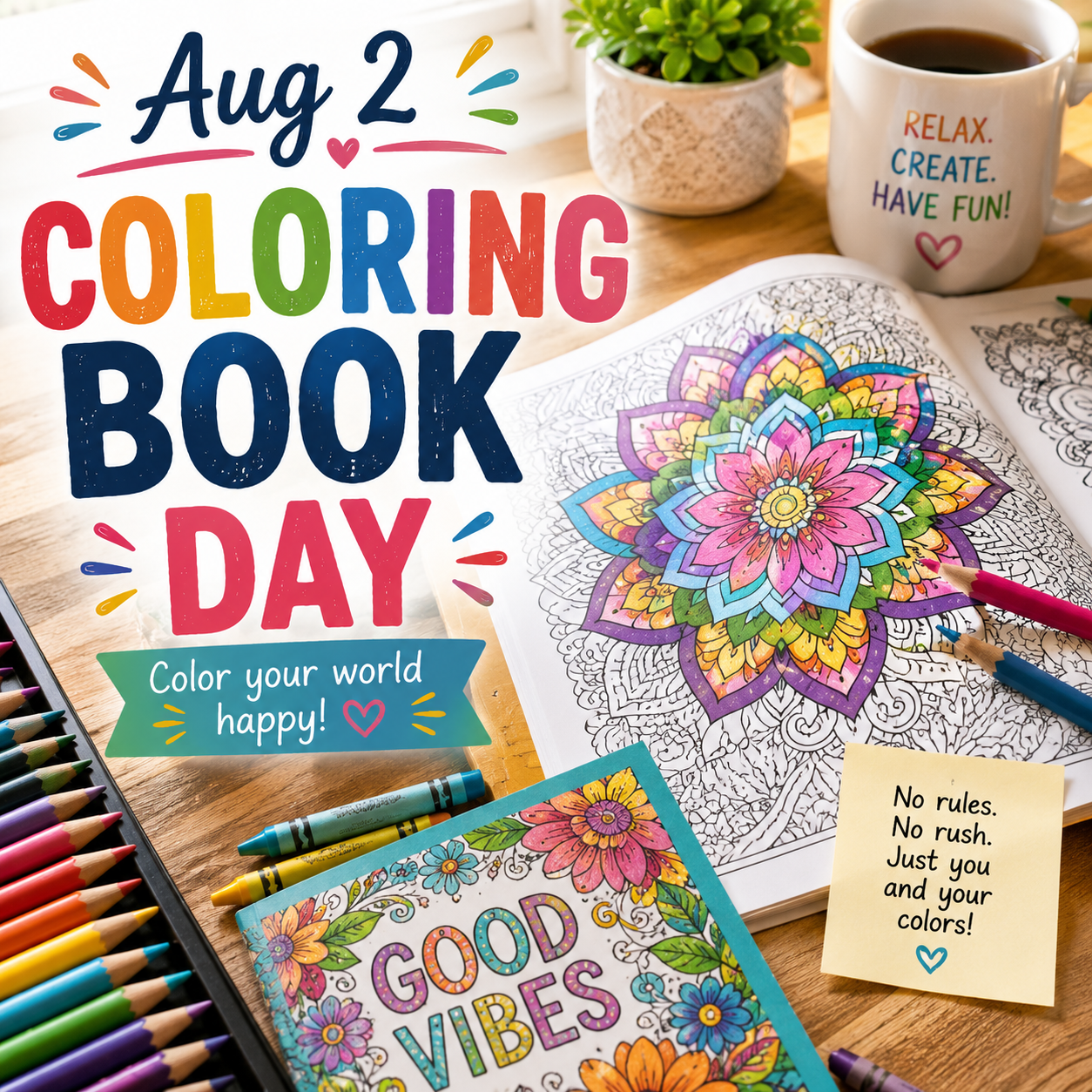 🖍️🌈 Coloring Book Day – August 2 🌈🖍️