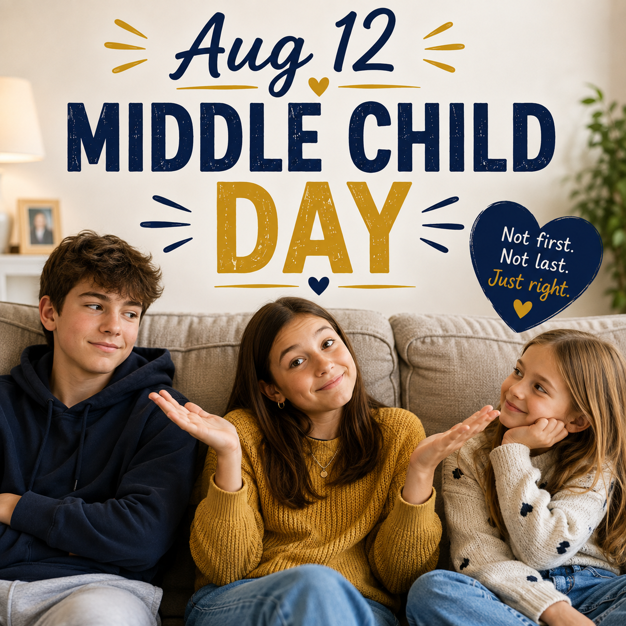 😏🥪 Middle Child Day – August 12 🥪😏
