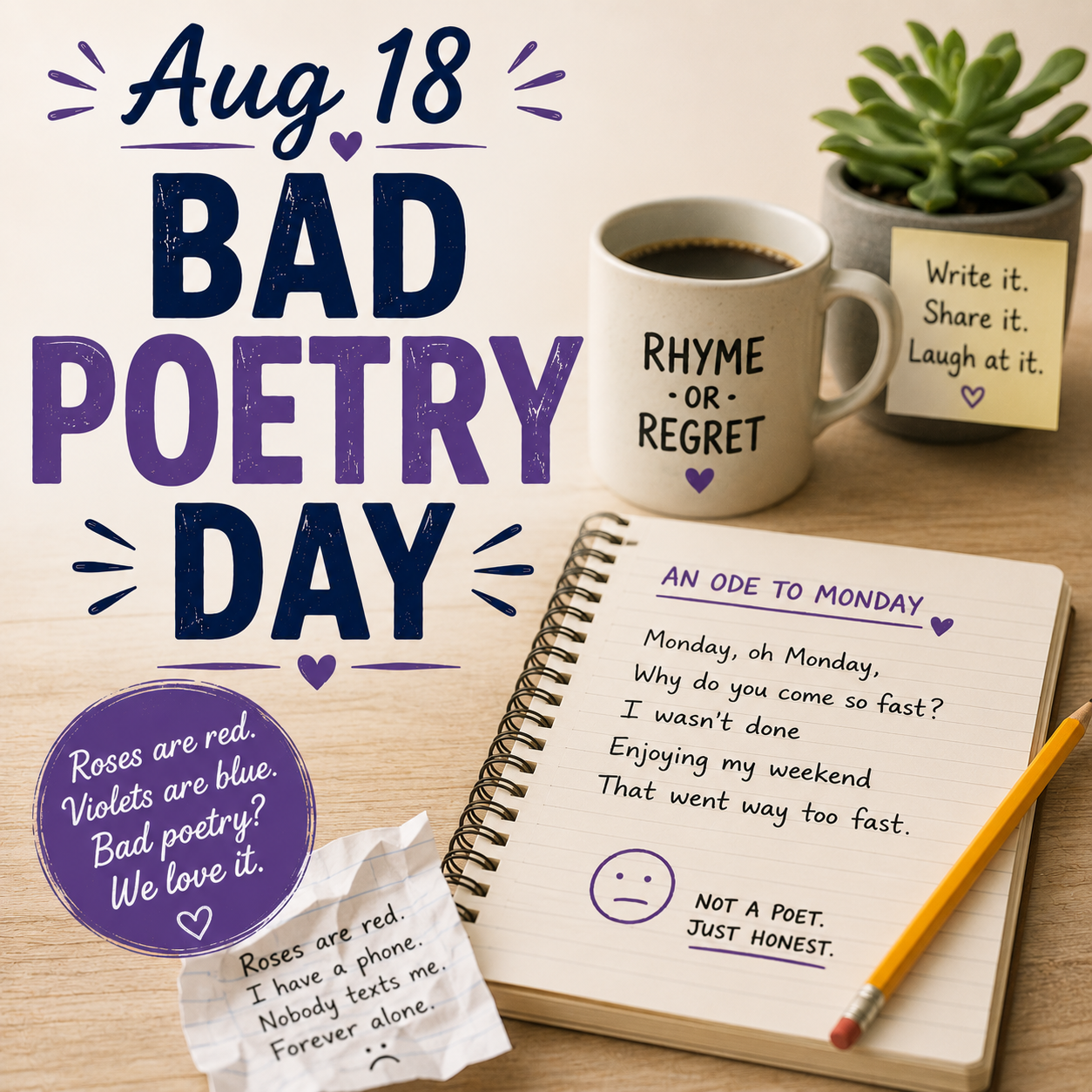 ✍️😬 Bad Poetry Day – August 18 😬✍️