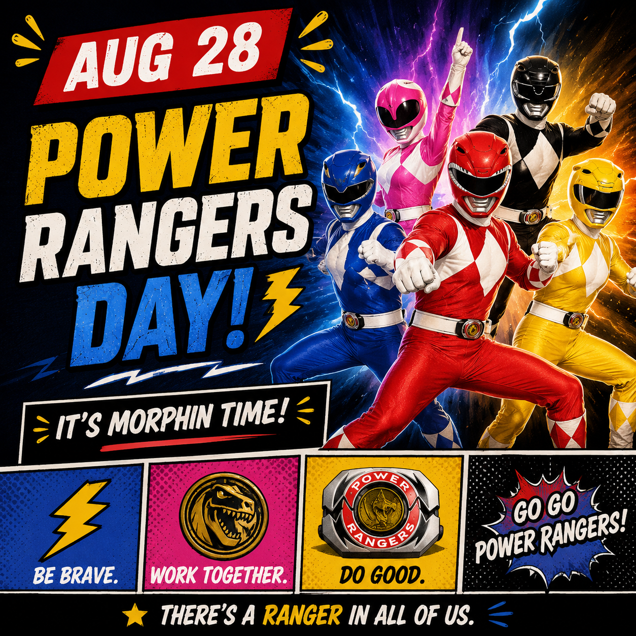 ⚡🦖 Power Rangers Day – August 28 🦖⚡