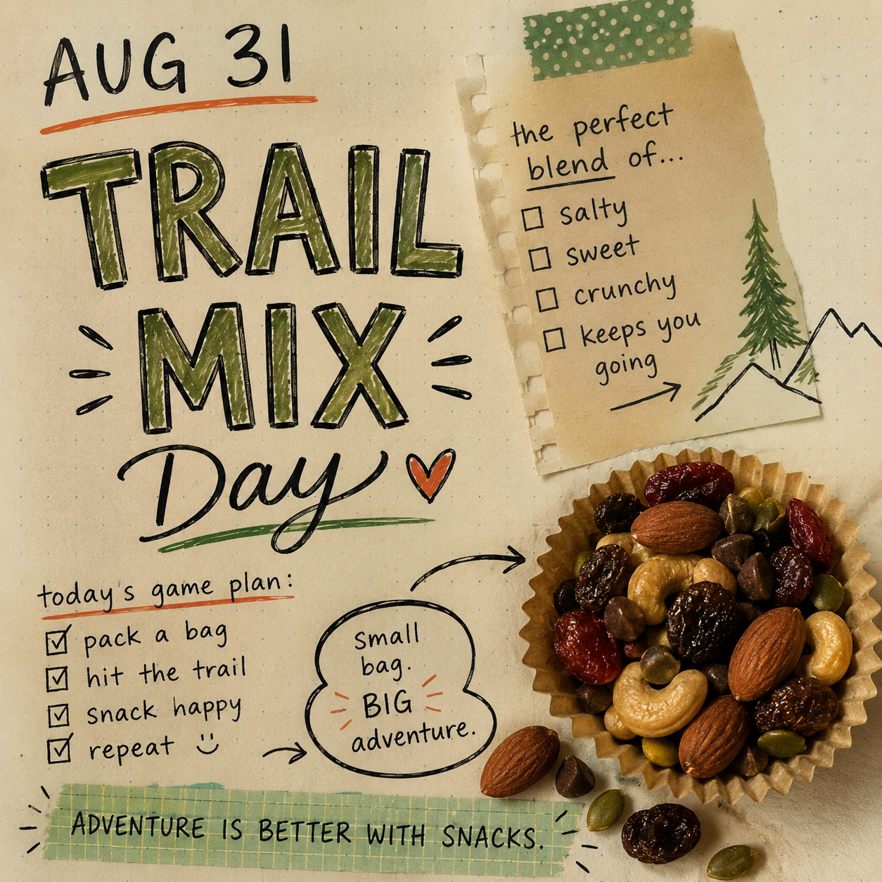🥜🥾 Trail Mix Day – August 31 🥾🥜
