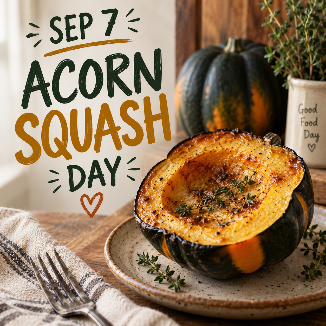 🍂🌰 Acorn Squash Day – September 7 🌰🍂