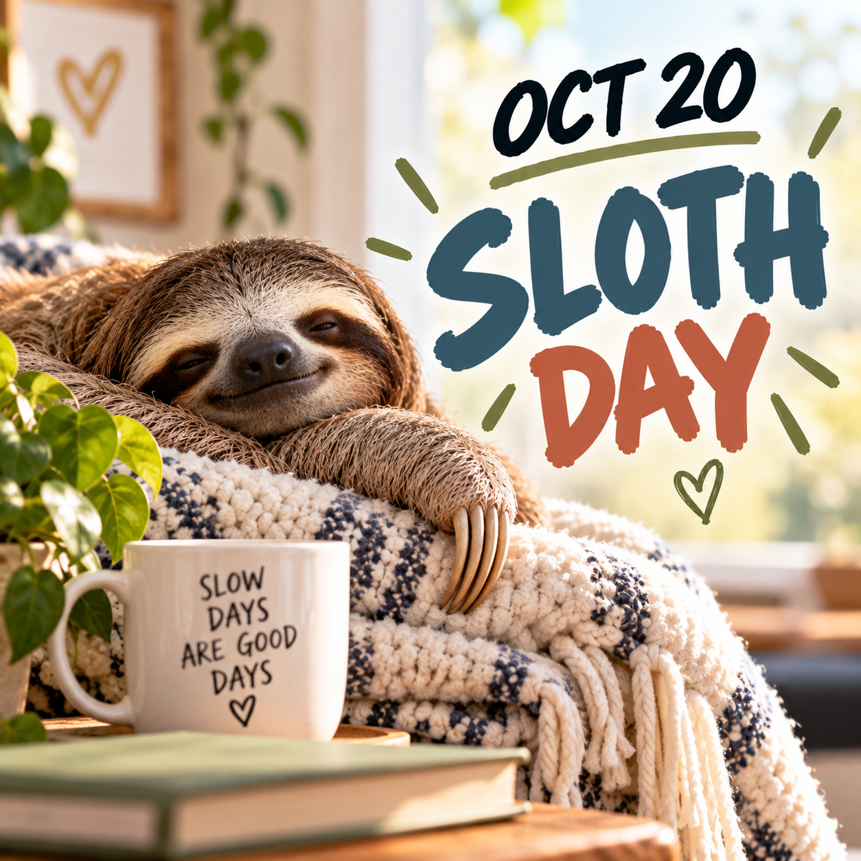 🦥🌿 Sloth Day – October 20: The Fine Art of Not Hurrying